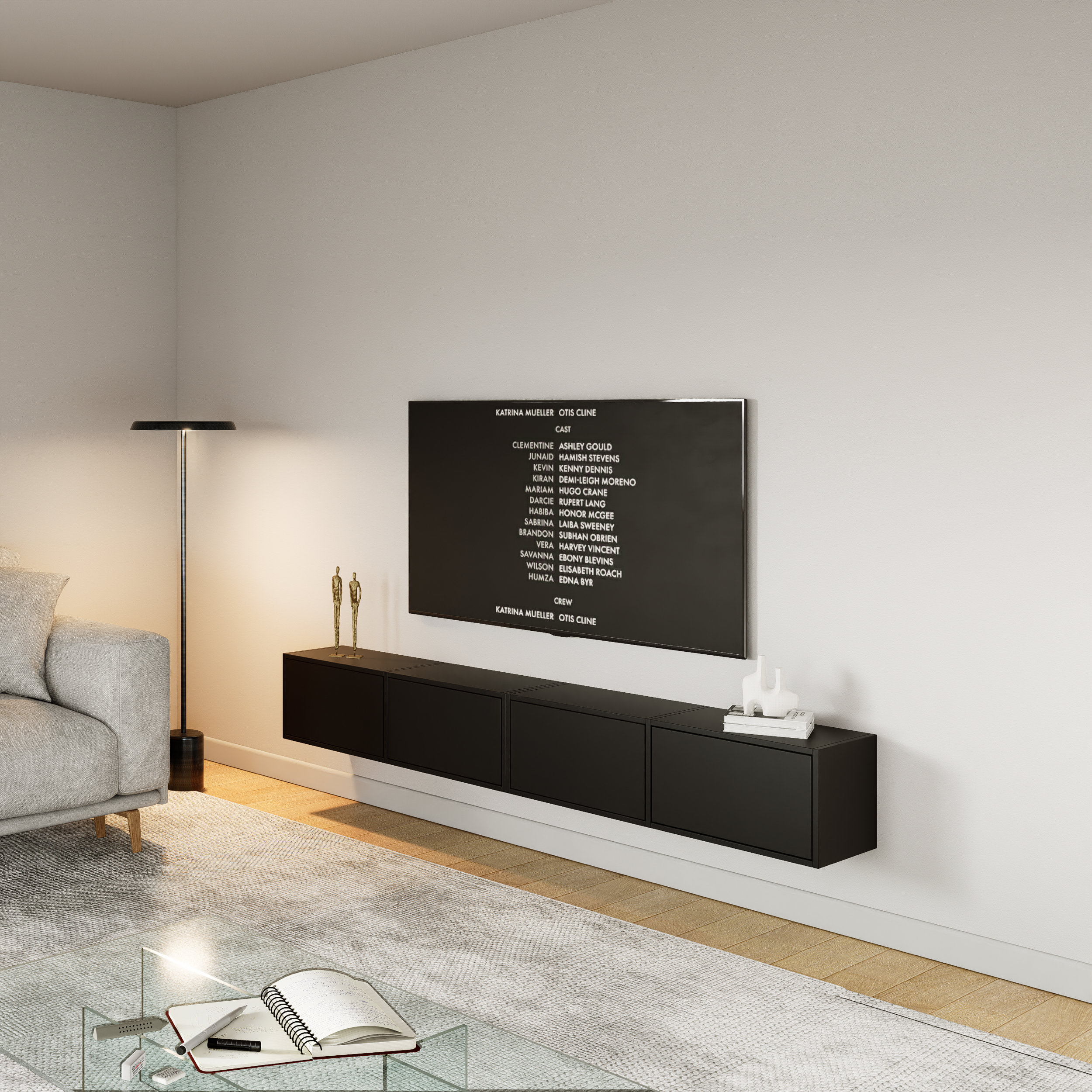selsey-h-ngender-tv-schrank-framme-200-cm-mit-vier-klappen-schwarz-matt image 2