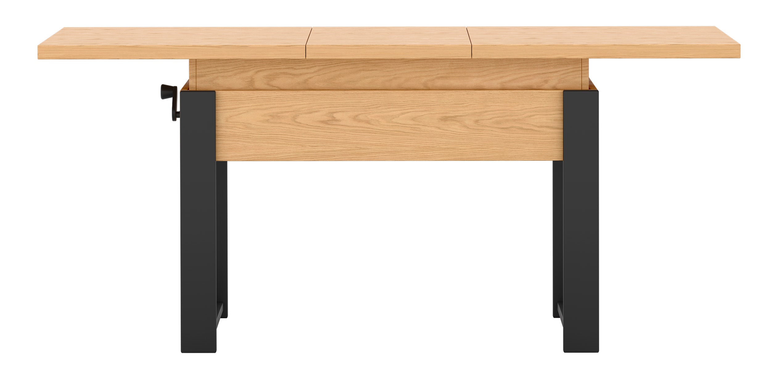 selsey-hugo-ausziehbarer-couchtisch-120-157-x67-cm-eiche-bookmatch-schwarze-bein image 8