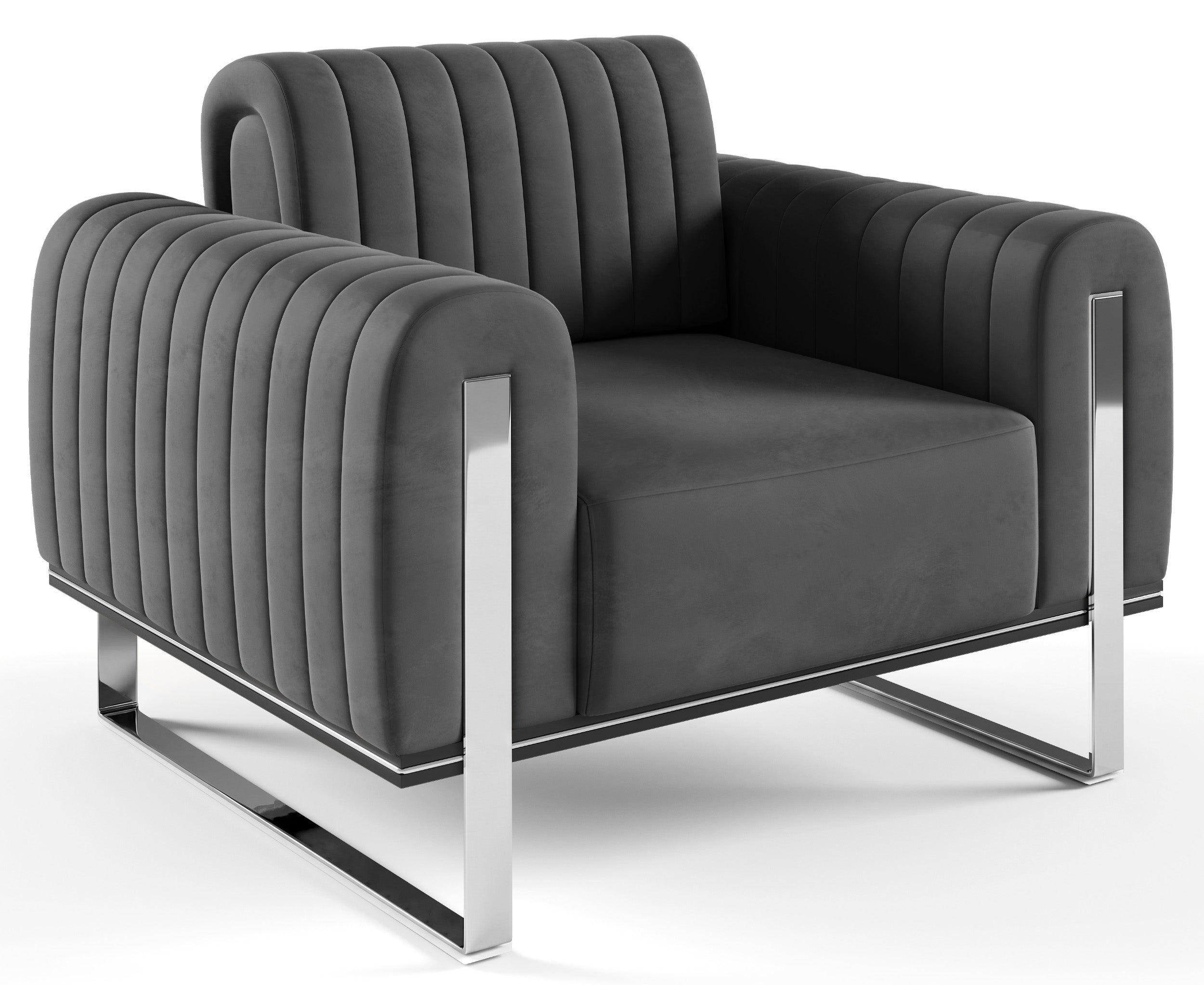 selsey-parissa-schalensitz-sessel-dunkelgrauer-samt-mit-chromf-en image 1