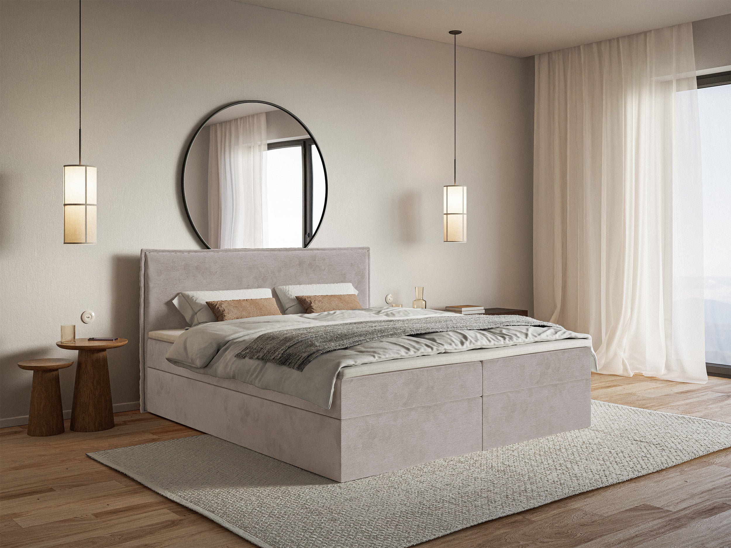 selsey-softie-kontinentalbett-140x200-cm-graubraun-velours-mit-topper image 2