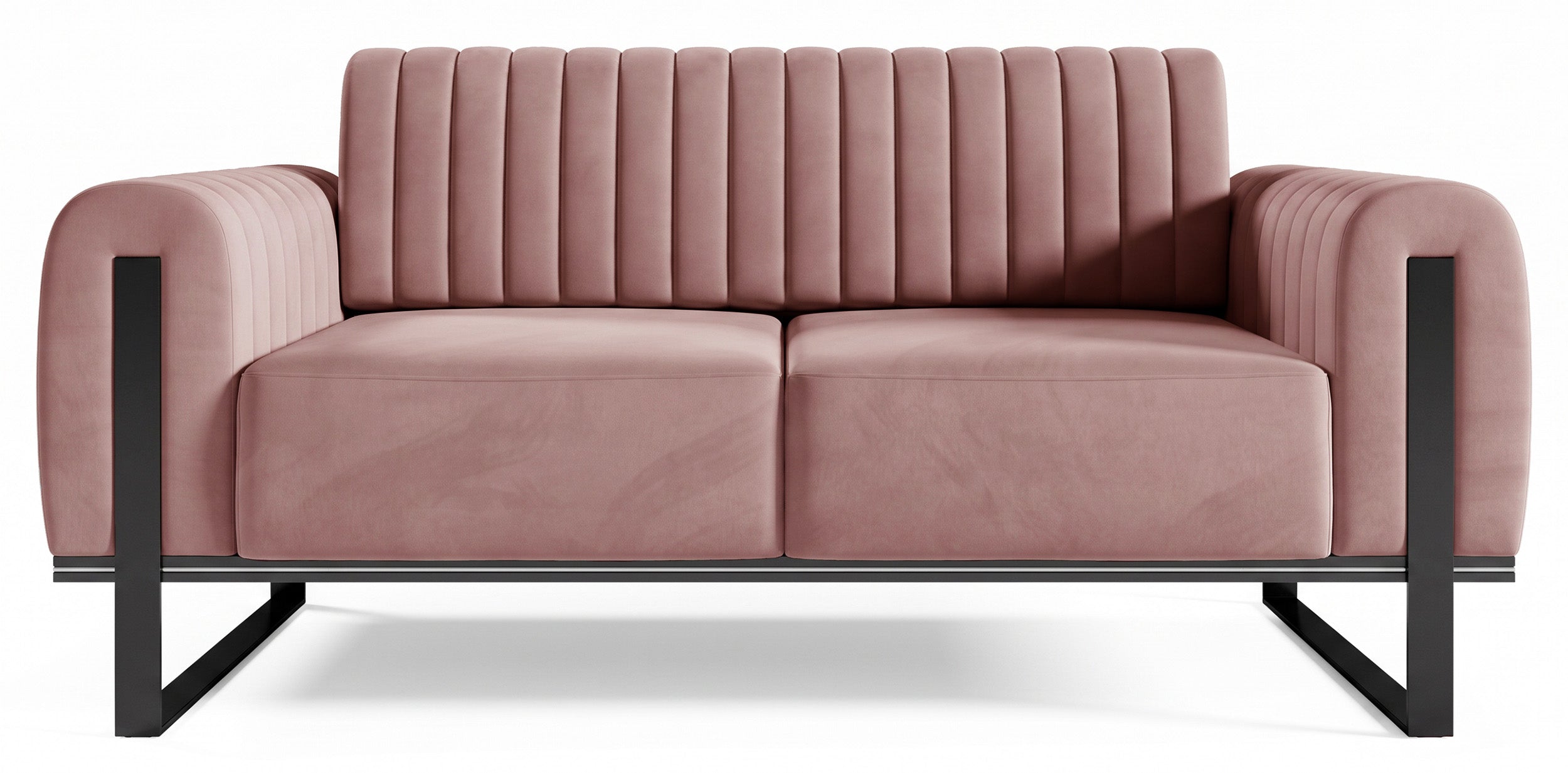 selsey-parissa-zweisitzer-sofa-rosa-samt-schwarze-beine image 1