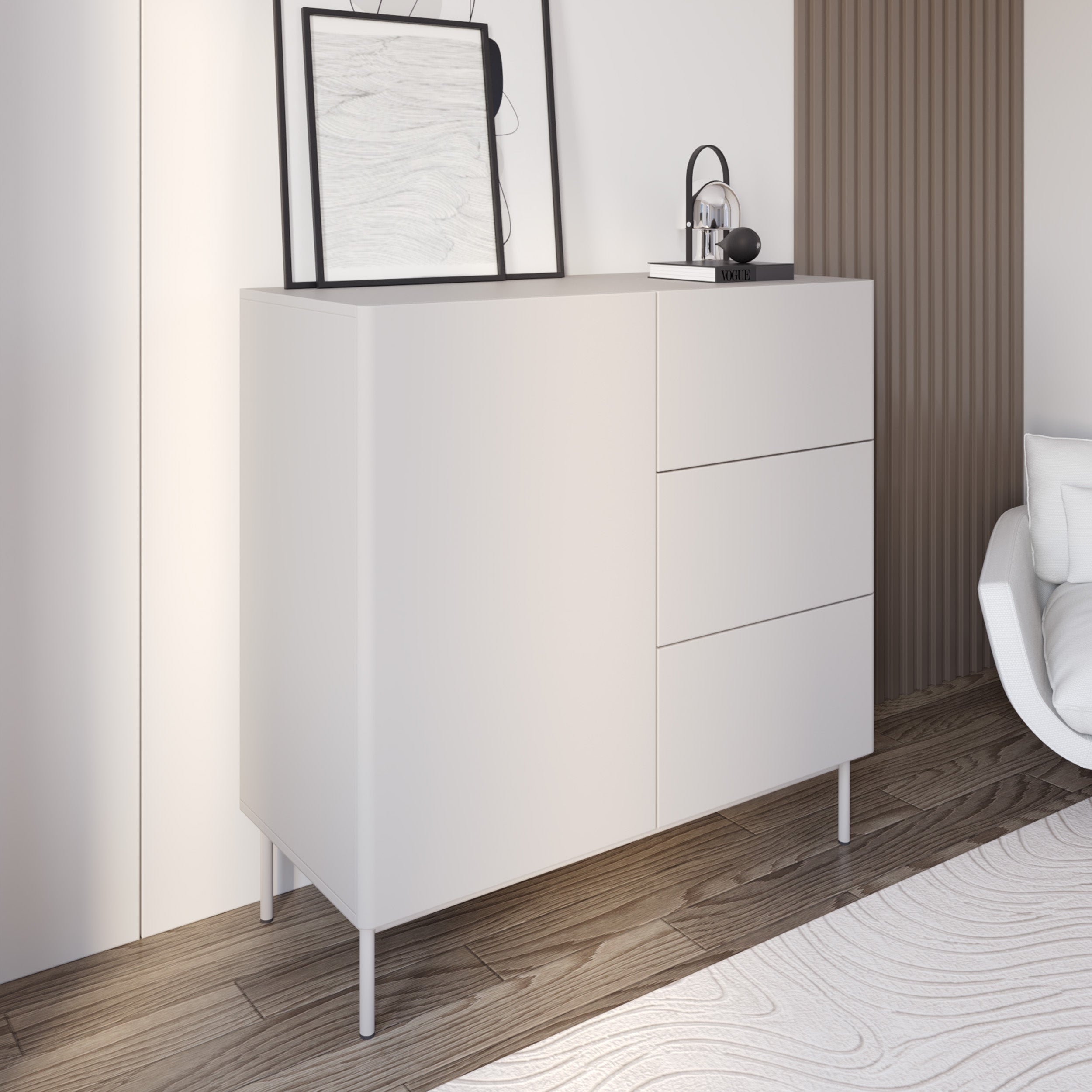selsey-kommode-olio-100-cm-einfl-gelig-mit-3-schubladen-sideboard-kaschmir image 2
