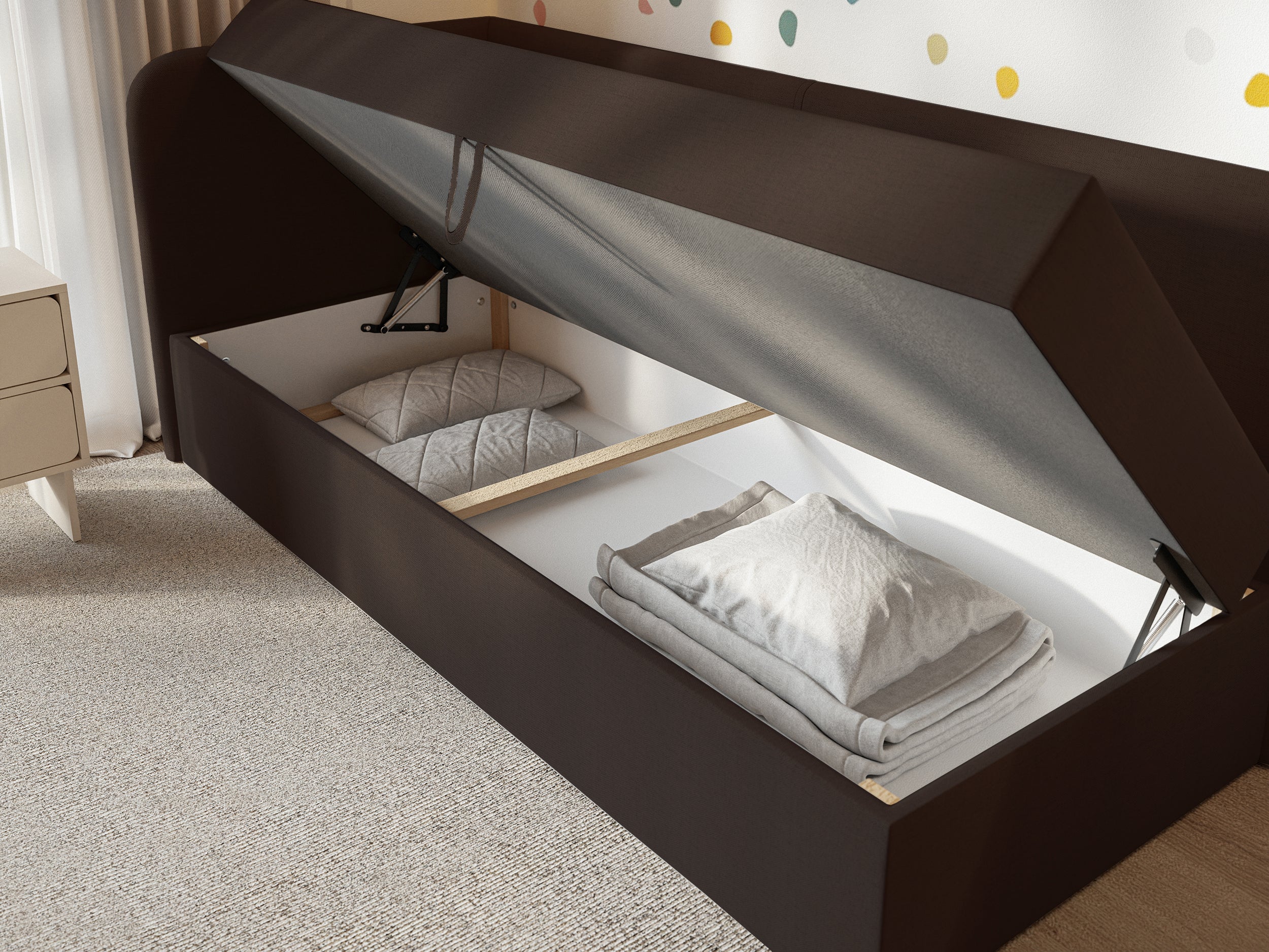 selsey-calmmo-jugendbett-90x200-cm-links-dunkelbraun-chenille-mit-stauraum image 3