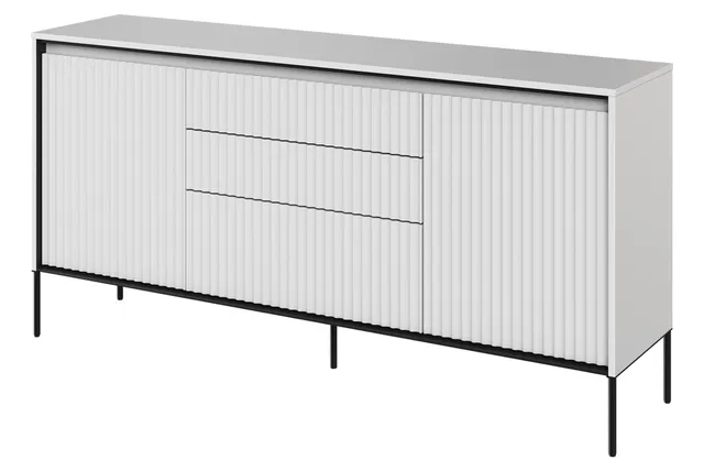 selsey-trend-zweit-rige-kommode-166-cm-mit-3-schubladen-und-led-wei image 1
