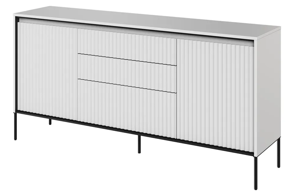 selsey-trend-zweit-rige-kommode-166-cm-mit-3-schubladen-und-led-wei image 1