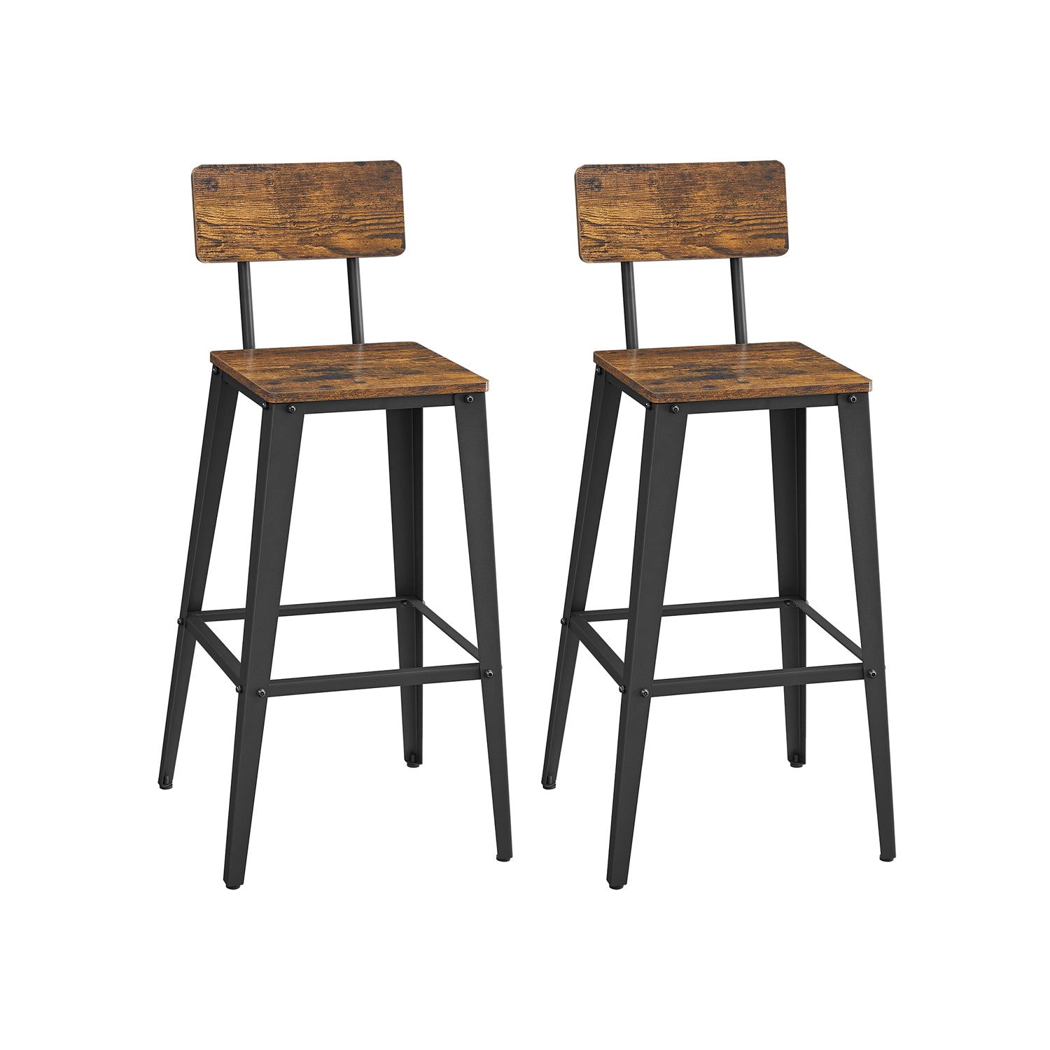 vasagle-barhocker-2er-set-mit-r-ckenlehne-102-2-cm-vintagebraun-schwarz image 1