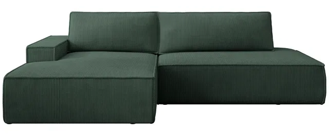 selsey-felicjo-ecksofa-links-mit-schlaffunktion-und-stauraum-dunkelgr-ner-cord image 1