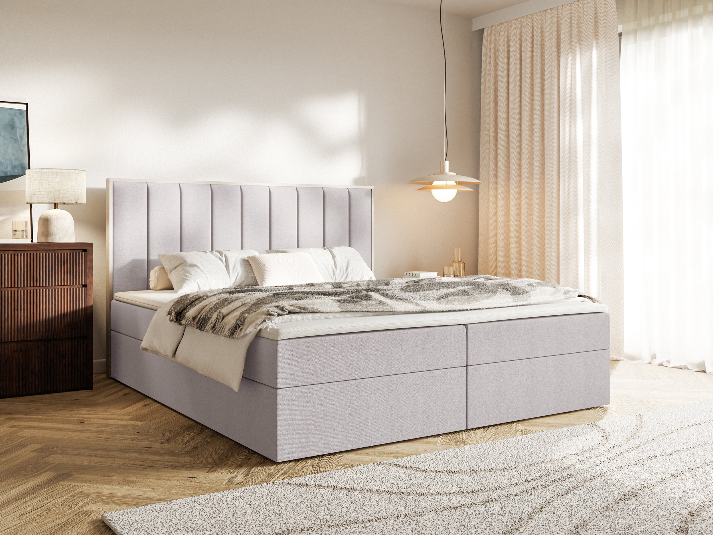 selsey-togents-kontinentalbett-140x200-cm-mit-stauraum-topper-grau-chenille image 2