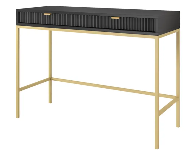 selsey-vellore-schminktisch-104-cm-schwarz-mit-gerillten-fronten-und-goldenem-ge image 1