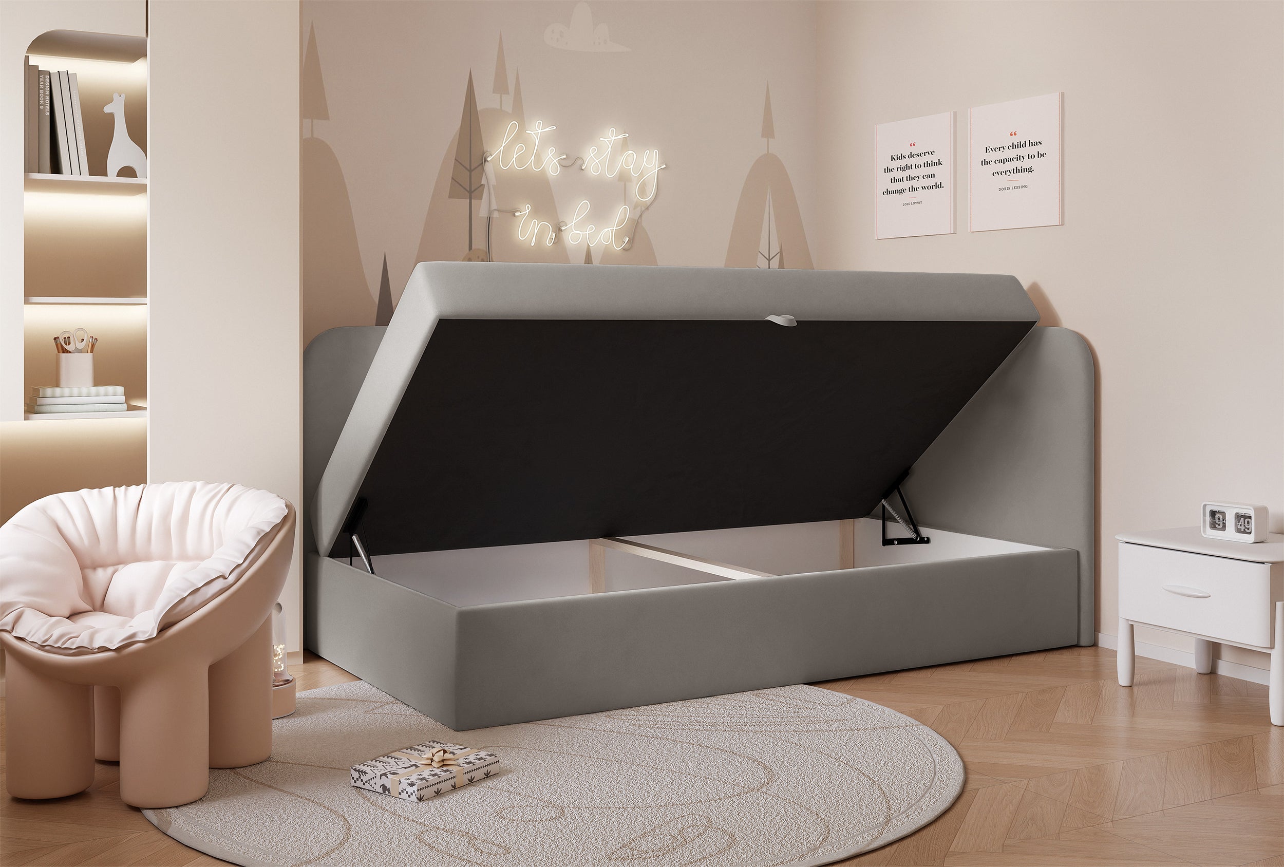 selsey-nubini-jugendbett-90x200-cm-rechtsseitig-mit-stauraum-grauer-velours-wass image 3
