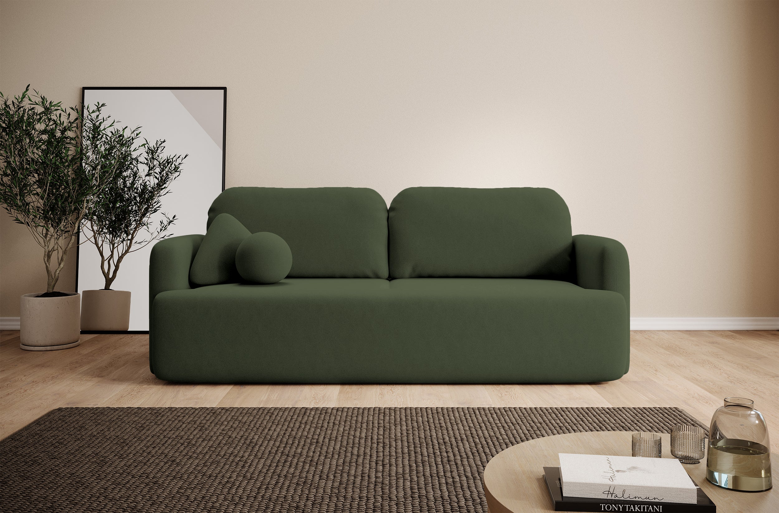 selsey-lambina-drei-sitzer-schlafsofa-mit-stauraum-olivgr-ner-samt image 2