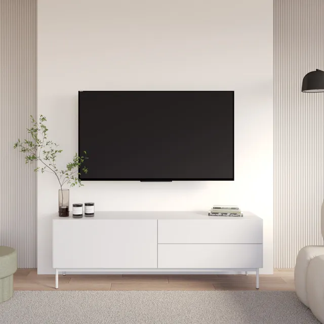 selsey-olio-tv-schrank-160-cm-mit-klappe-und-zwei-schubladen-wei image 1
