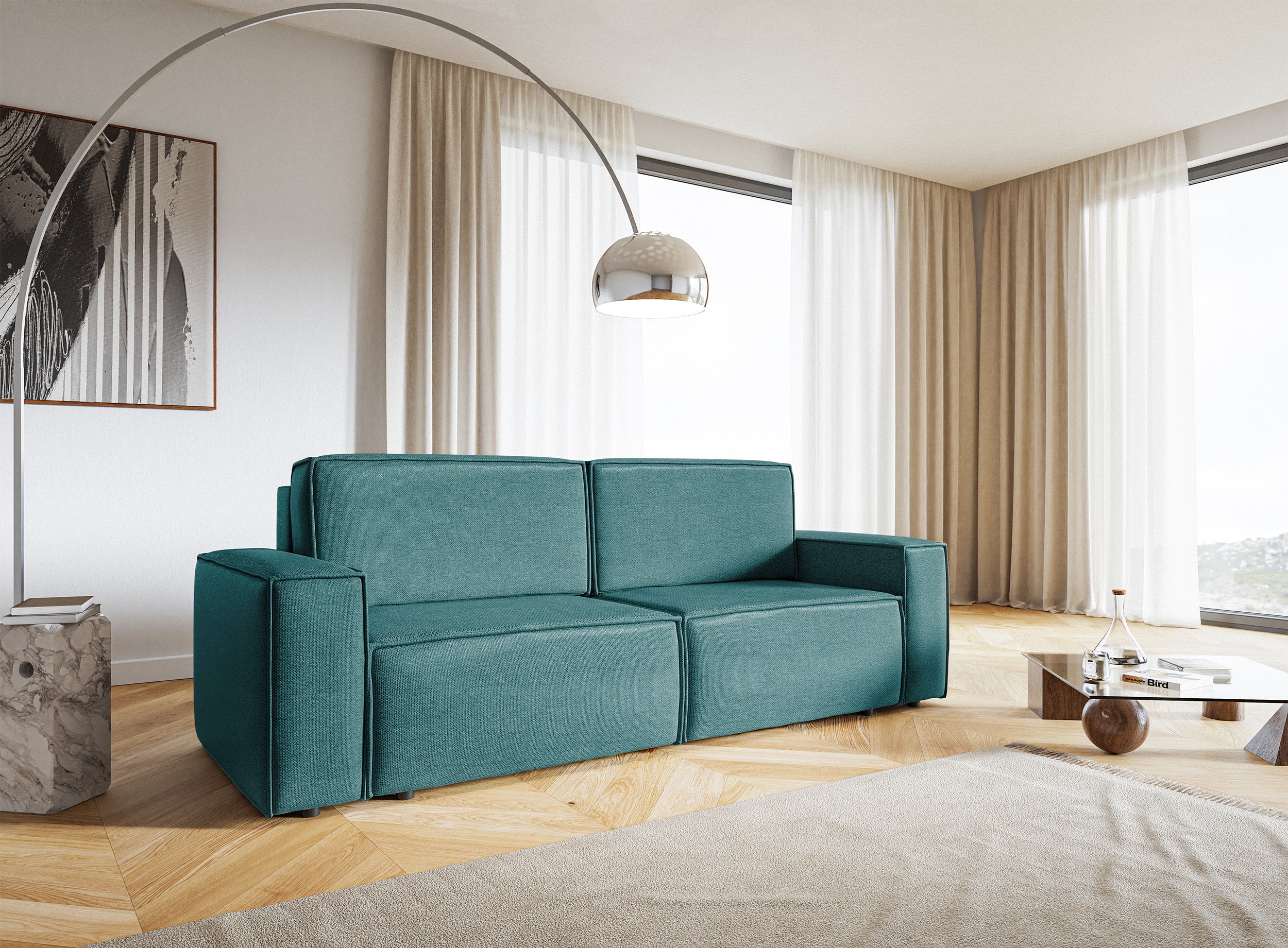 selsey-copertino-dreisitziges-schlafsofa-marine-blattgeflecht-leicht-zu-reinigen image 2