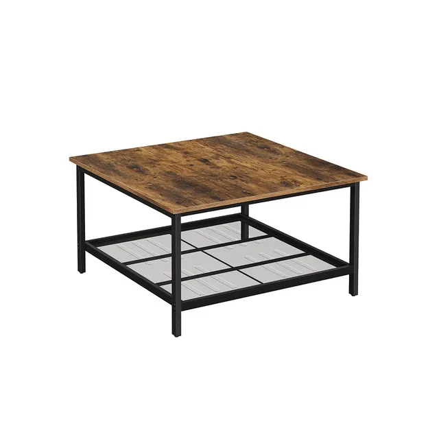 vasagle-couchtisch-quadratisch-80x80x45-cm-vintagebraun-schwarz image 1