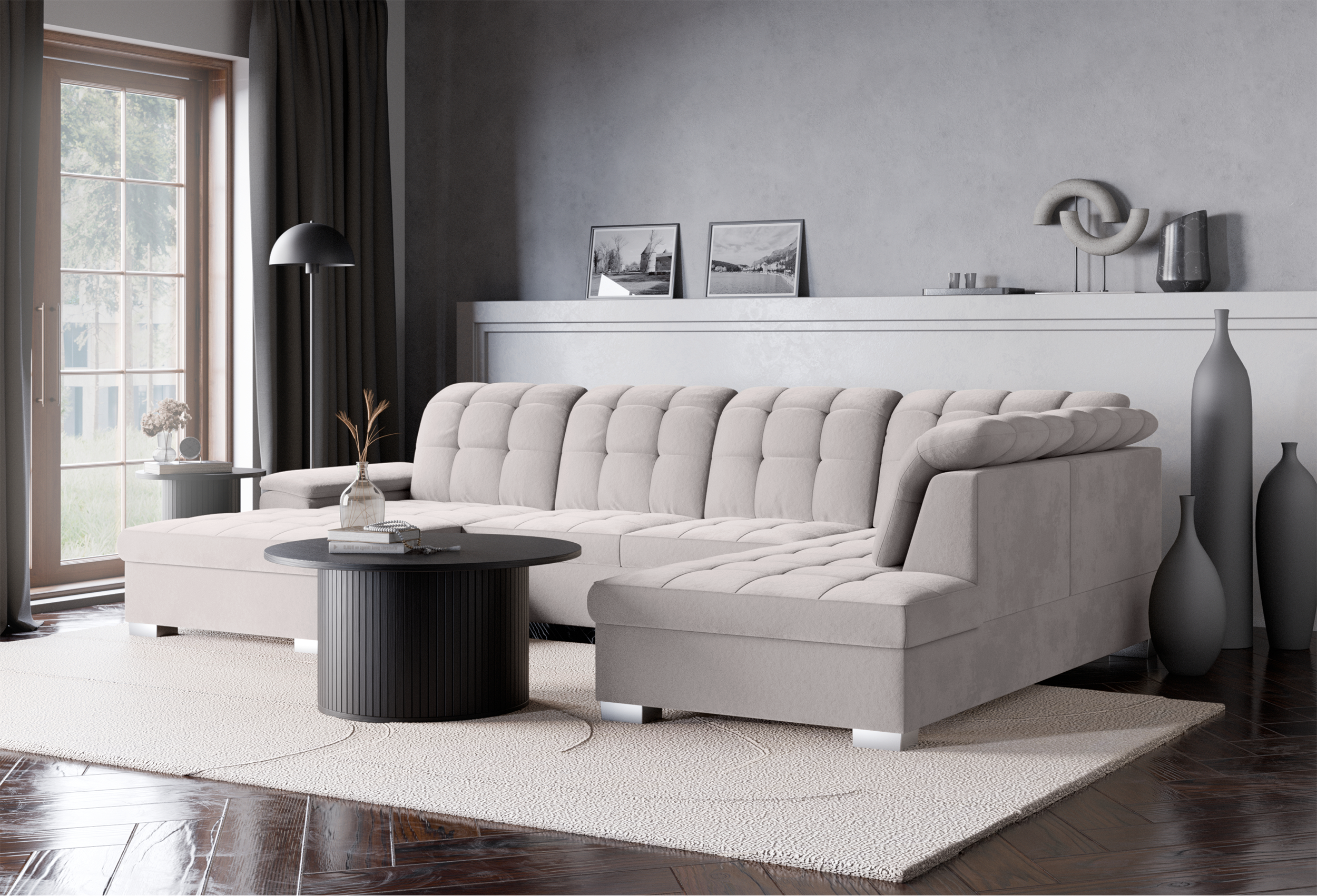 selsey-jamaal-ecksofa-mit-schlaffunktion-u-f-rmig-links-stauraum-hellgrauer-hydr image 3