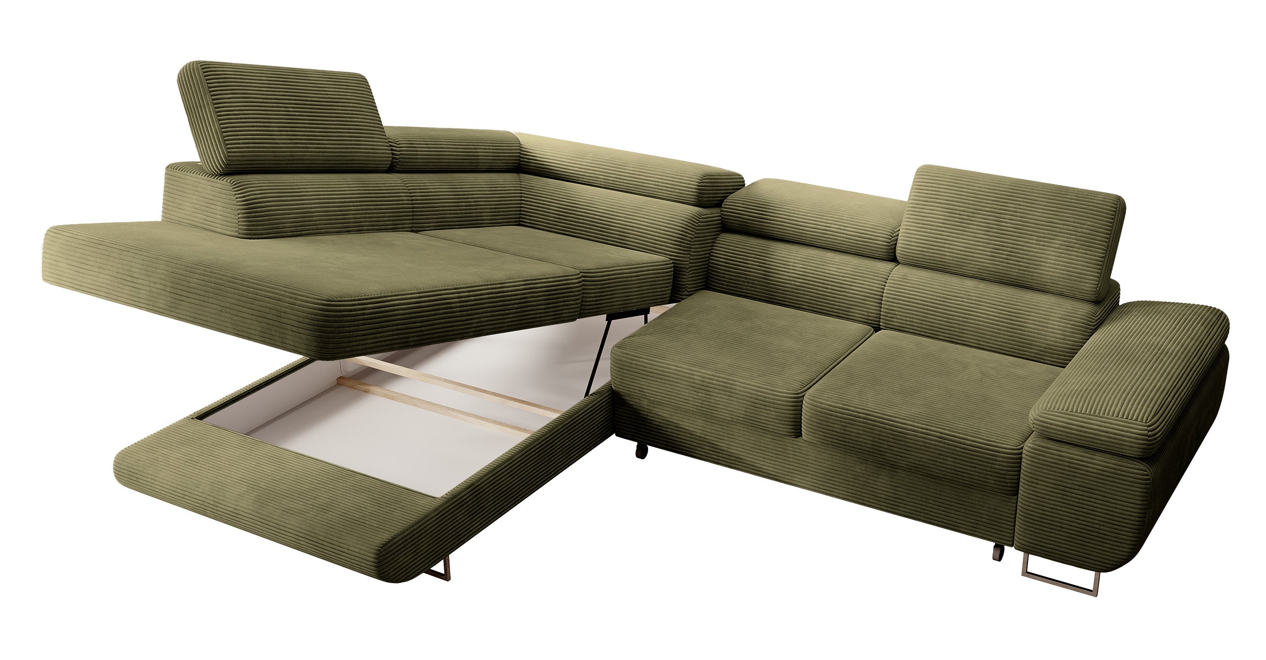 selsey-stevil-ecksofa-l-links-mit-schlaffunktion-und-stauraum-olivgr-ner-cord image 7