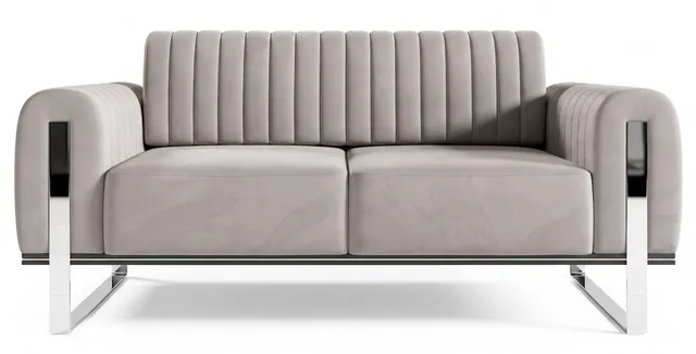 selsey-parissa-zweisitziges-sofa-hellgrauer-samt-mit-chrombeinen image 1