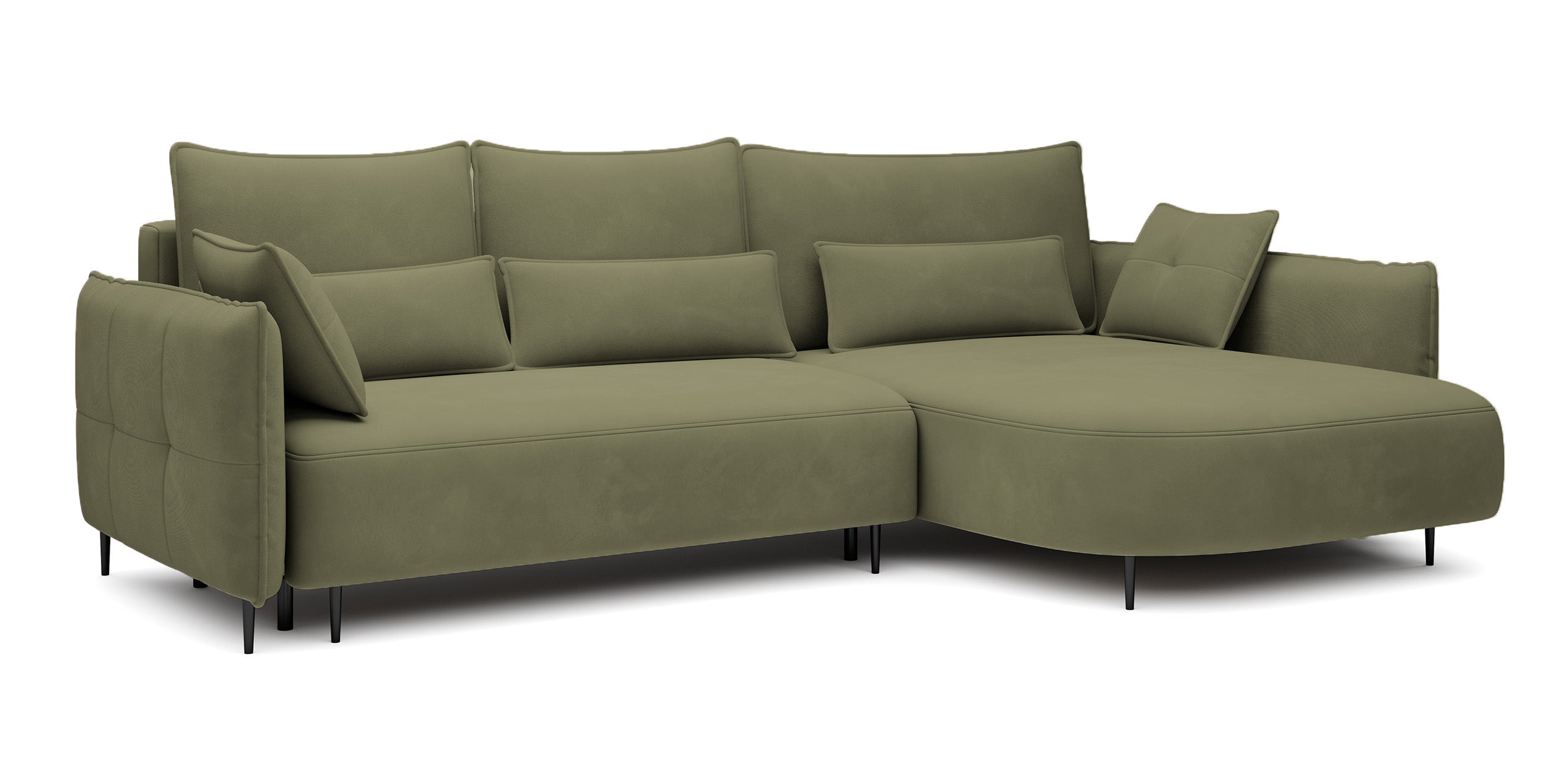 selsey-oblivio-ecksofa-mit-schlaffunktion-rechts-olivgr-ner-samt image 1