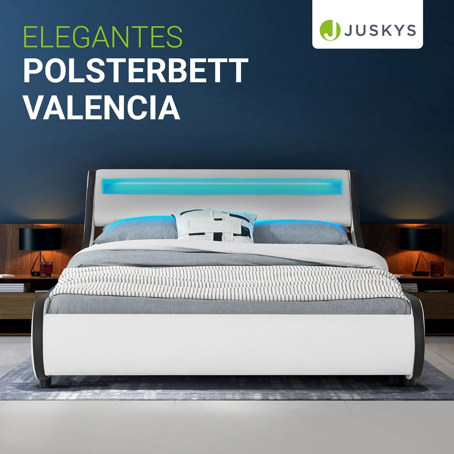juskys-polsterbett-valencia-140x200-cm-kunstleder-wei image 2