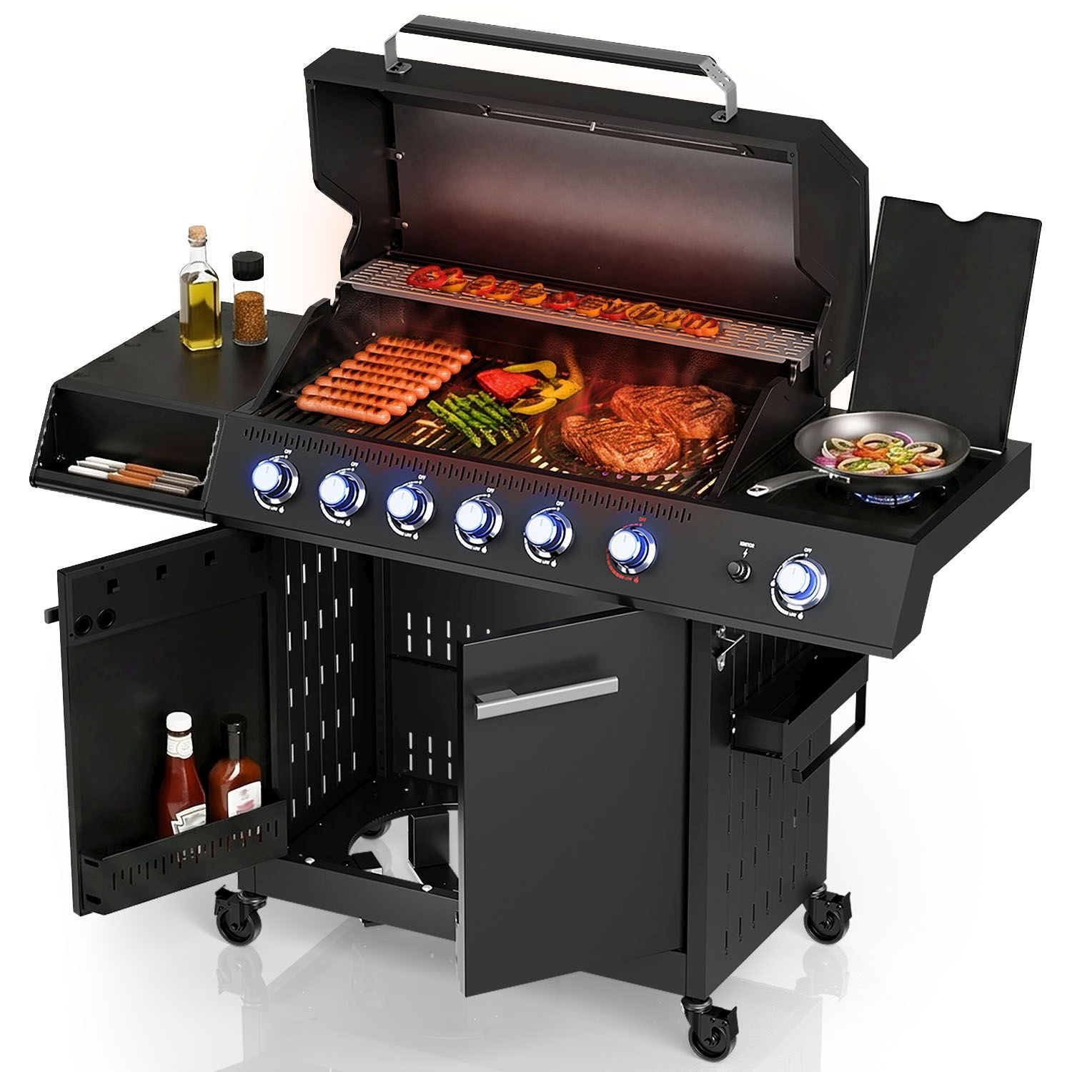 juskys-bbq-gasgrill-tennessee-6-1-brenner-mit-gusseisenrost-und-sichtfenster image 1