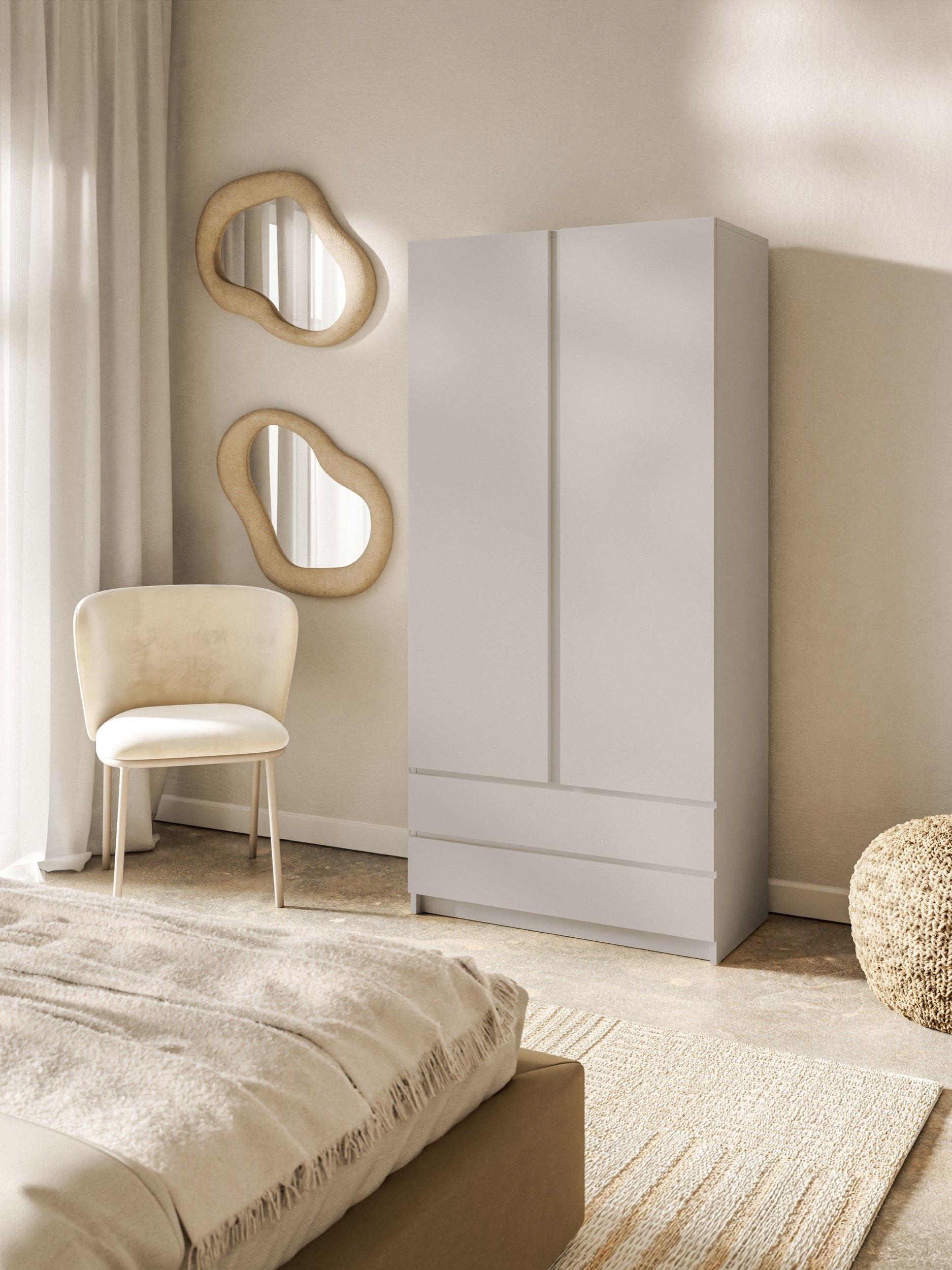 selsey-bemmi-garderobenschrank-zweit-rig-100-cm-kaschmir-mit-zwei-schubladen image 3