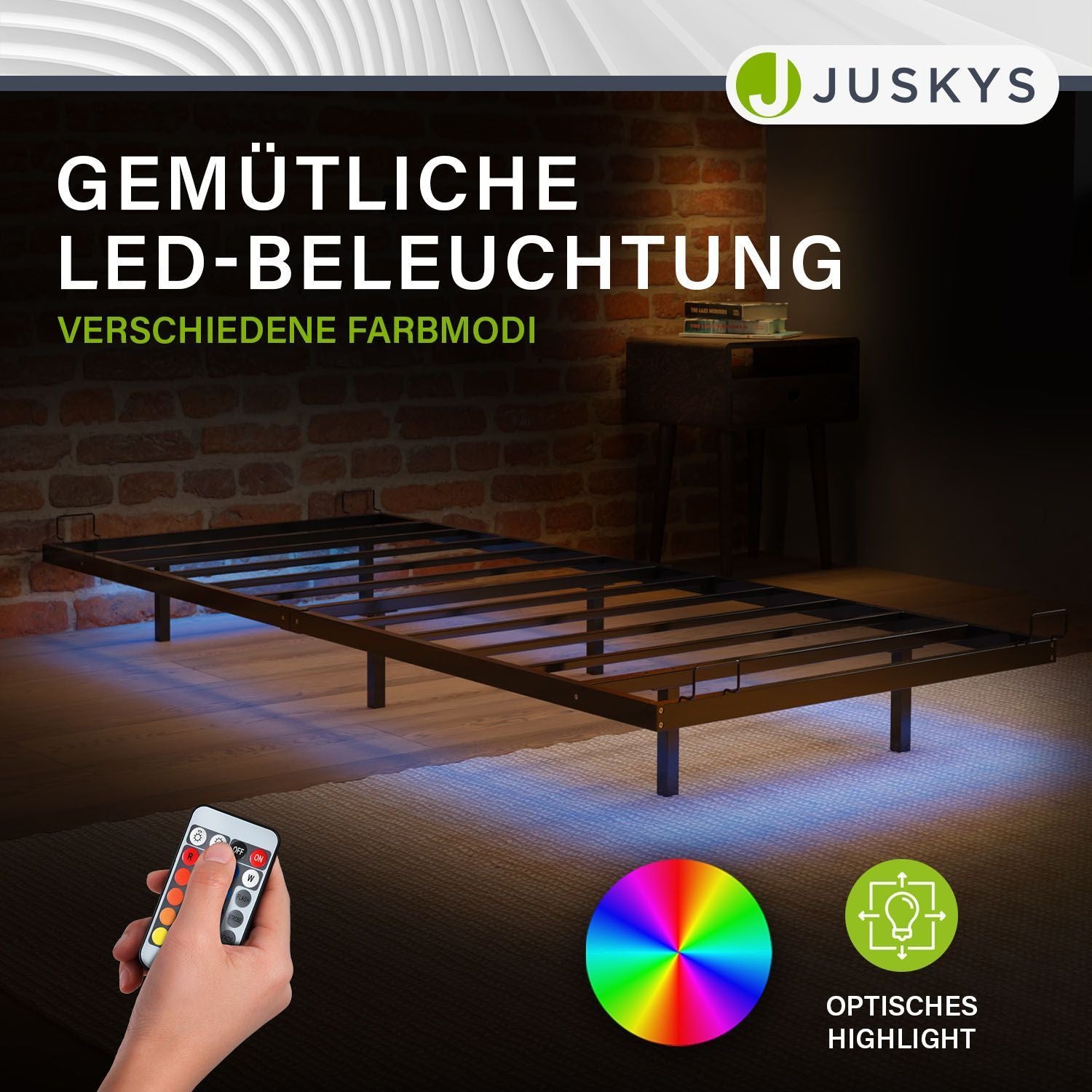 juskys-metall-schwebebett-palamos-90x200-cm-schwarz-mit-led-und-lattenrost image 2