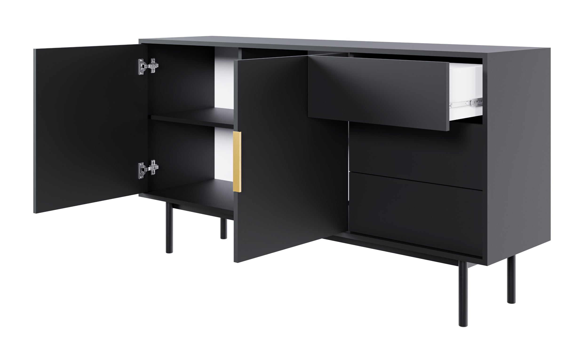 selsey-viviaro-zweit-rige-kommode-mit-drei-schubladen-154-cm-schwarz image 4