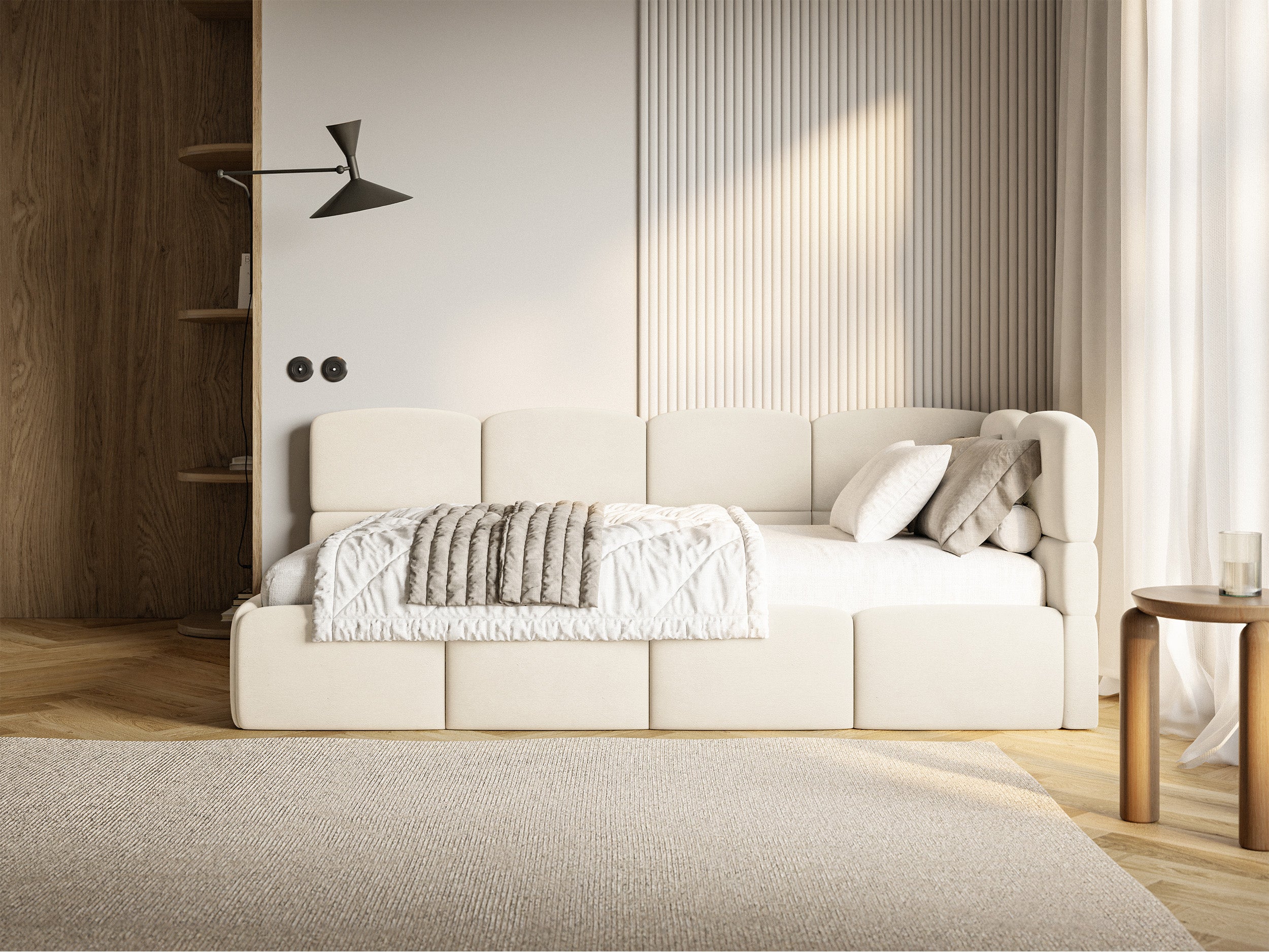 selsey-cloudy-jugendbett-90x200-cm-rechts-creme-velours-mit-matratze image 3