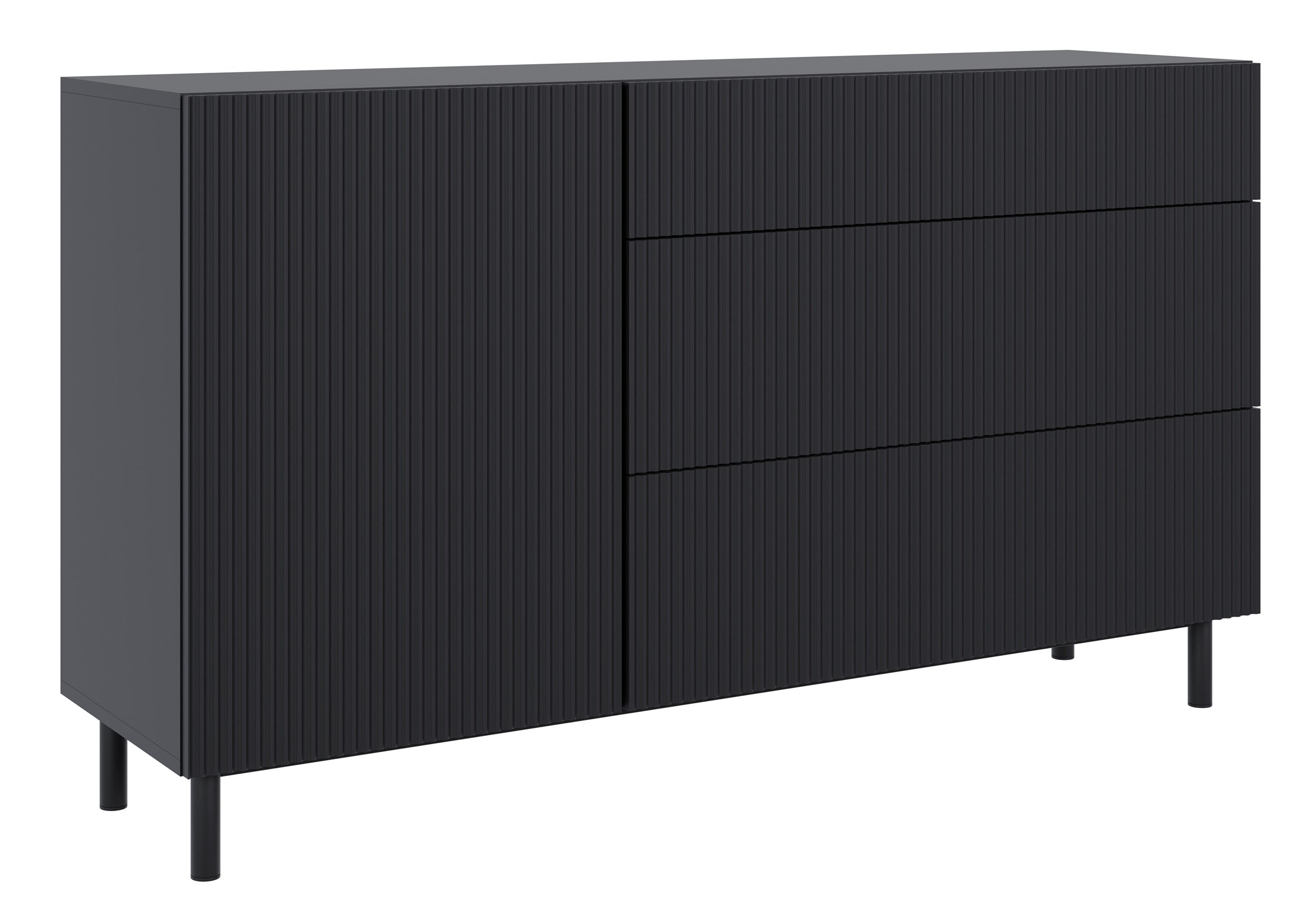 selsey-veldio-new-kommode-140-cm-schwarz-mit-gefr-ster-front-und-3-schubladen image 8