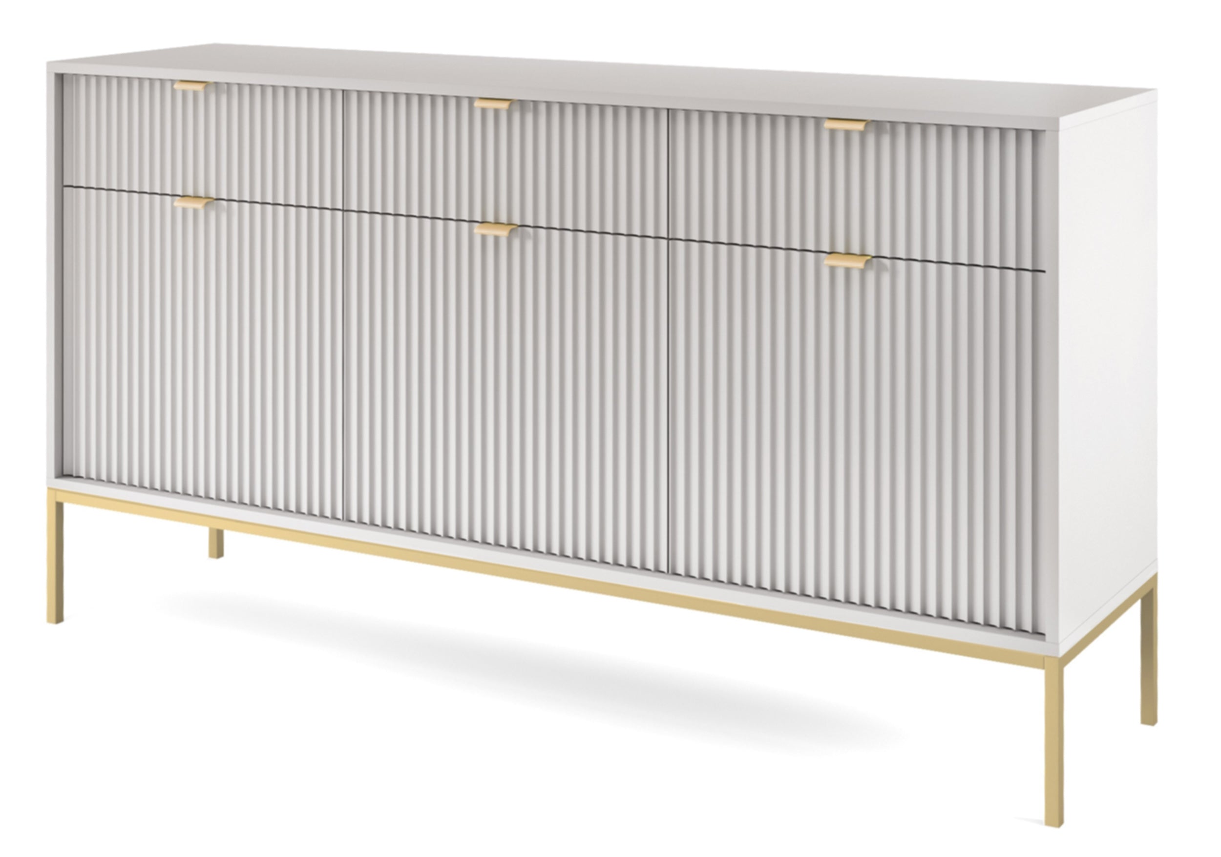 selsey-vellore-dreht-r-kommode-154-cm-grau-gerillte-fronten-goldenes-gestell image 1