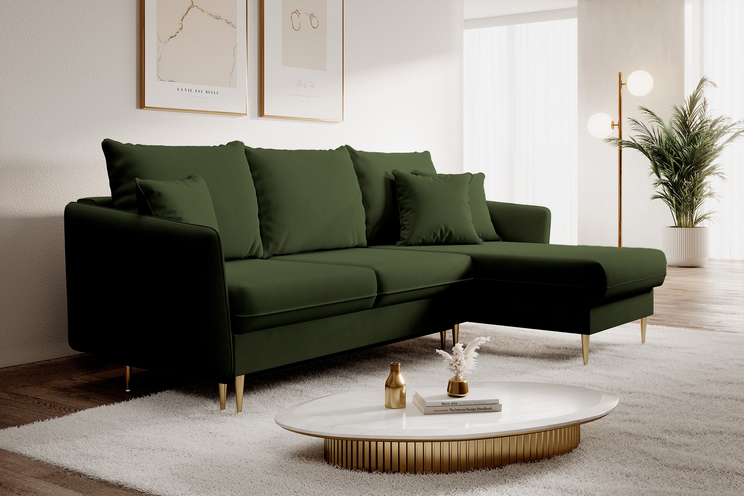 selsey-volio-ecksofa-mit-schlaffunktion-olivgr-n-samt-wasserabweisend-goldene-be image 3