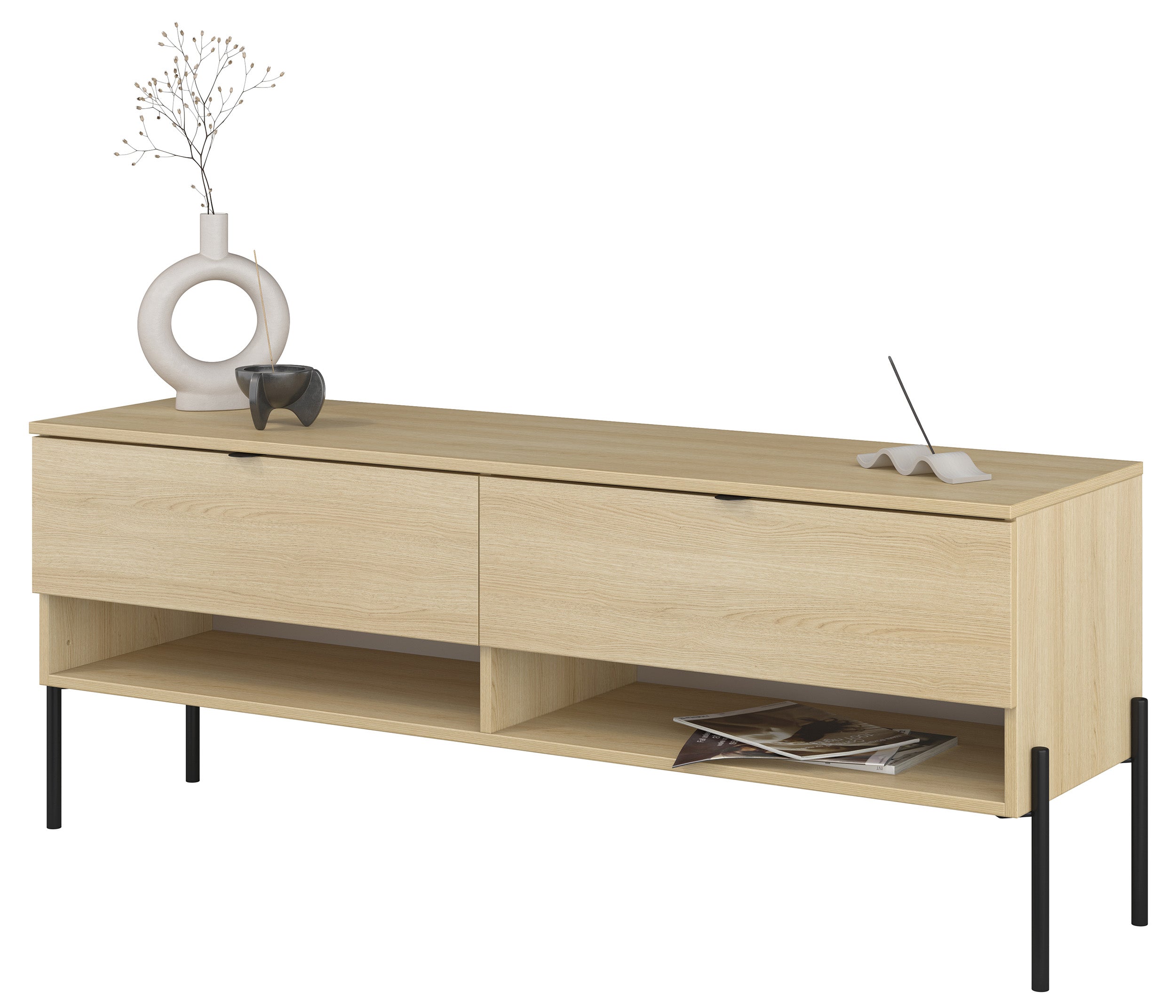 selsey-ore-tv-schrank-140-cm-mit-zwei-schubladen-lindberg-eiche image 7