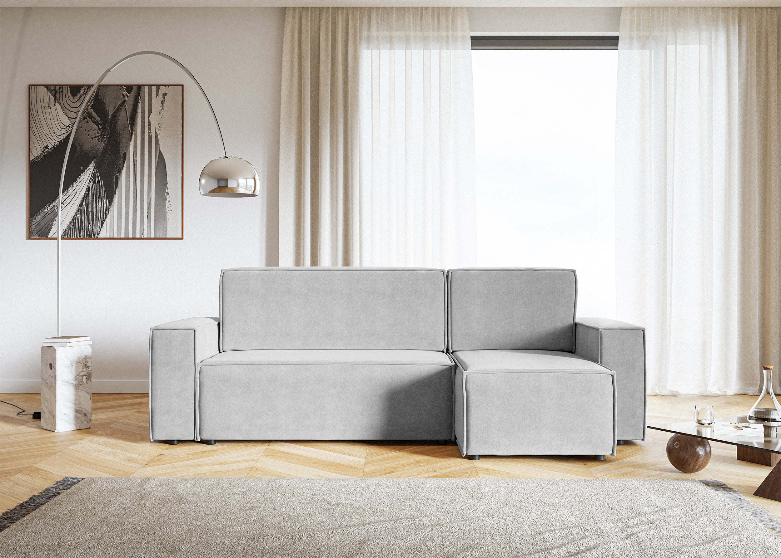 selsey-copertino-ecksofa-mit-schlaffunktion-und-stauraum-hellgrauer-samt image 2