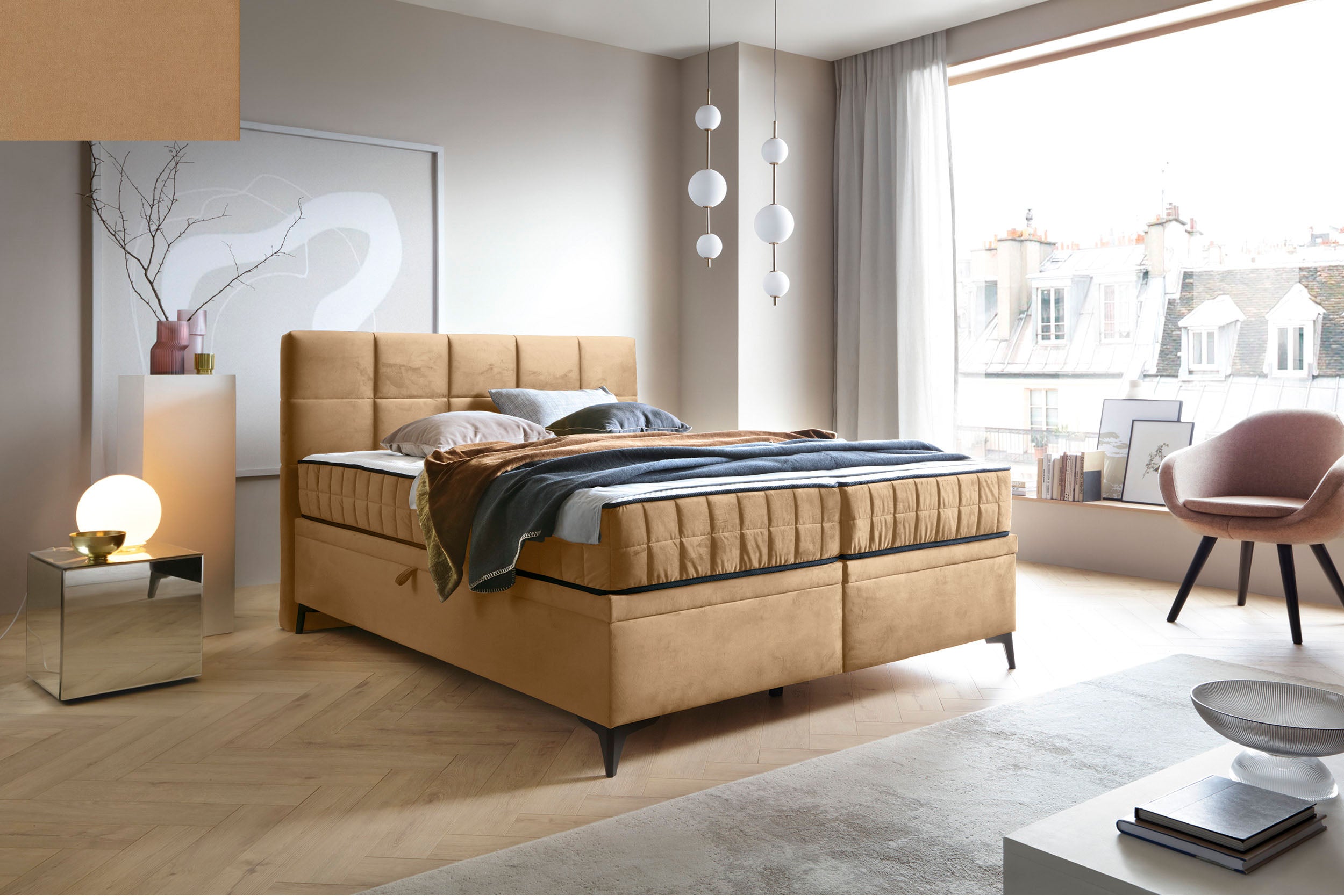 selsey-beriano-kontinentales-bett-160x200-cm-mit-stauraum-und-matratze-beiger-sa image 2