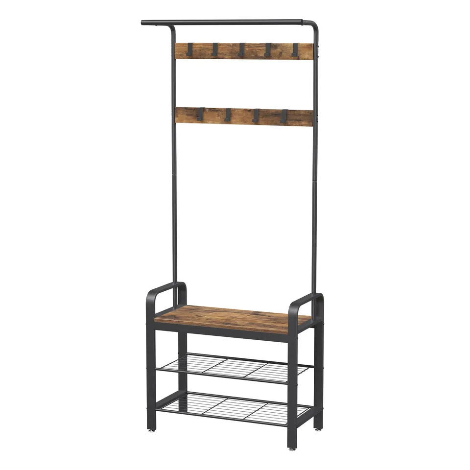 vasagle-garderobenst-nder-183-cm-hoch-greige-grau-mit-schuhregal-und-sitzfl-che image 1