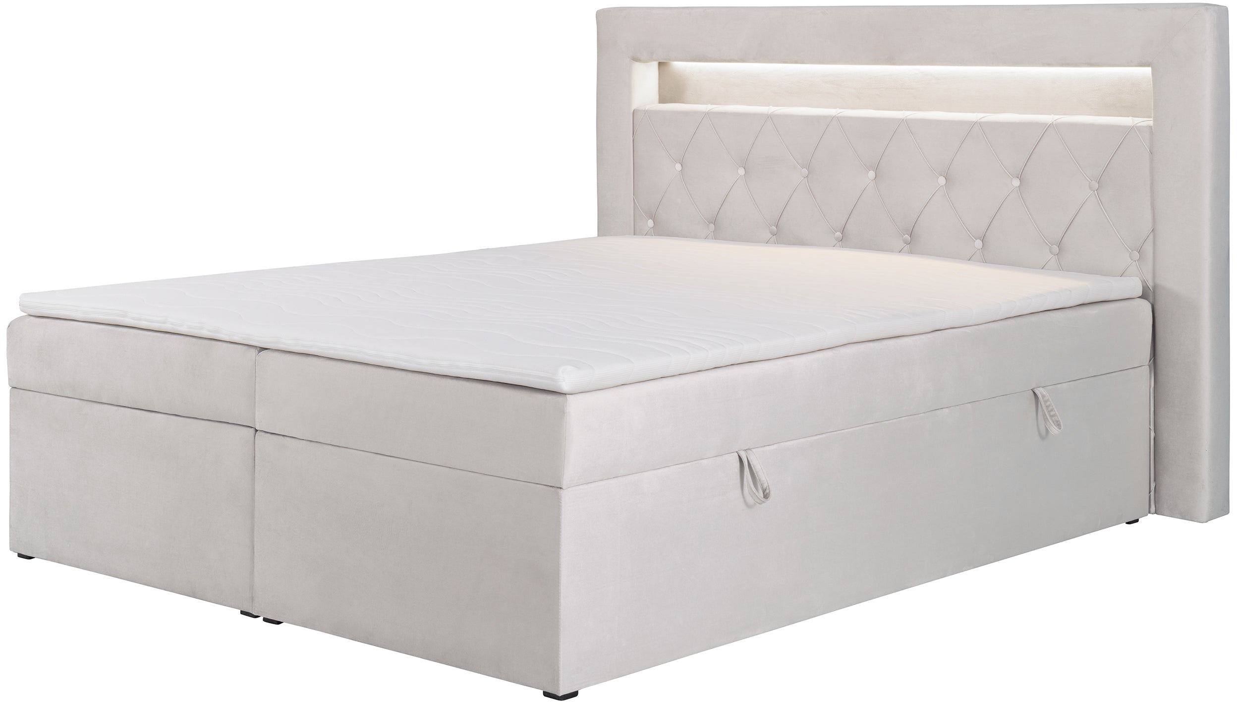 selsey-goldess-kontinentalbett-140x200-cm-mit-stauraum-und-led-grau-beiger-samt image 1