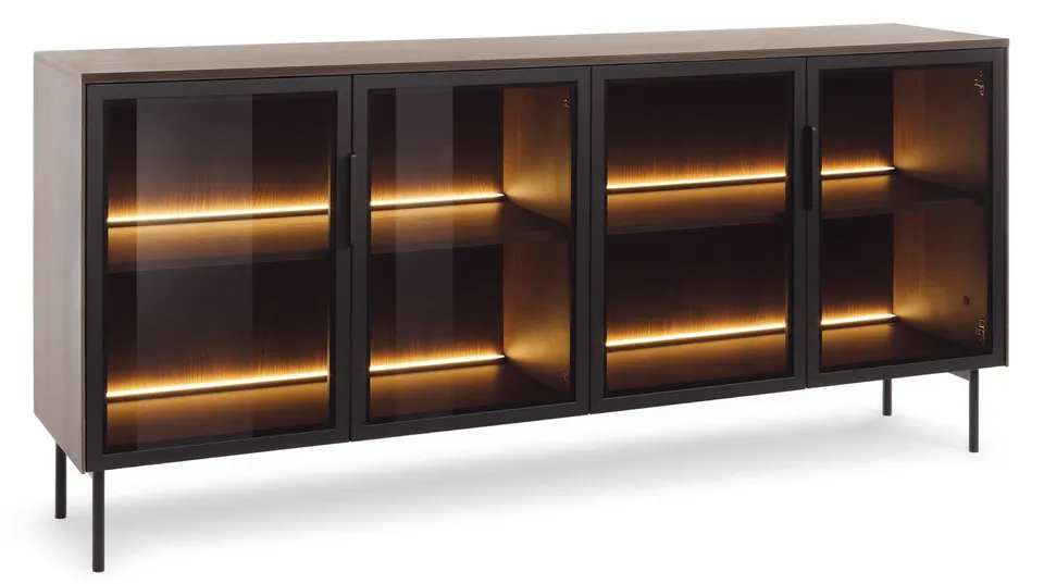 selsey-lumi-4-t-rige-glaskommode-181-cm-eiche-dunin-mit-led-beleuchtung image 1
