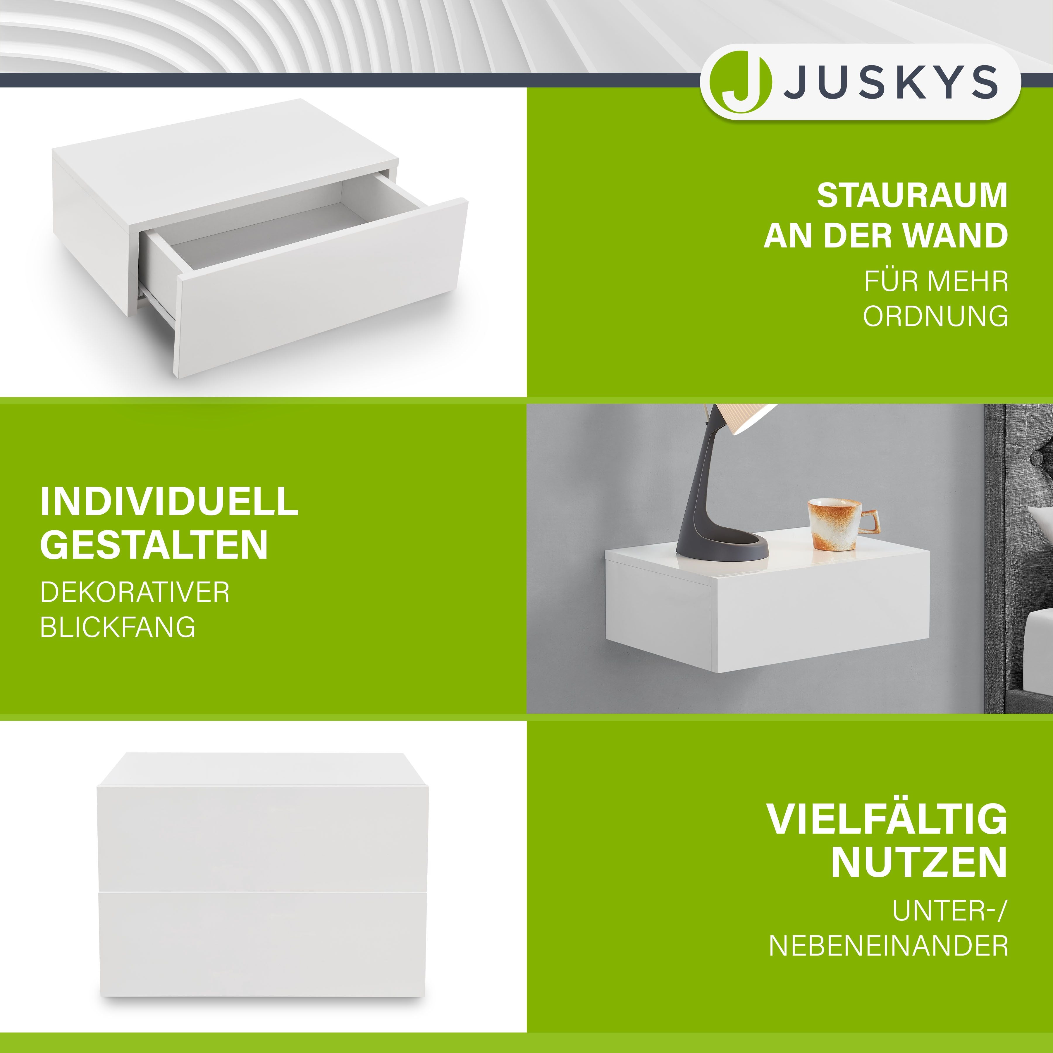 juskys-2er-set-nachttisch-h-ngend-46x30x15-cm-schweberegal-mit-schublade-wei image 3