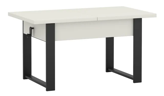 selsey-hugo-ausziehbarer-couchtisch-120-157-x67-cm-alpenwei-mit-schwarzen-beinen image 1