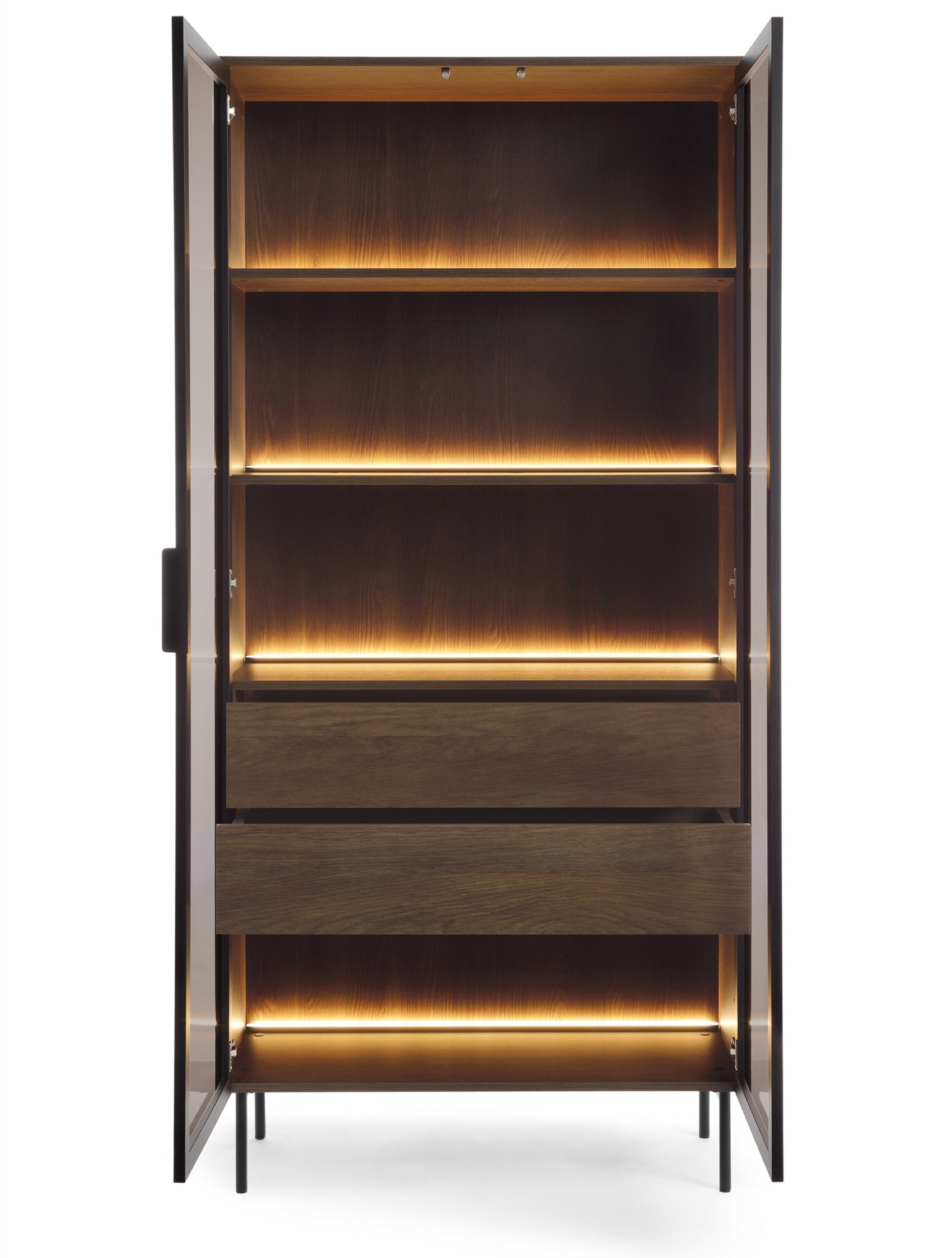 selsey-lumi-glast-r-vitrine-91-cm-eiche-dunin-mit-schubladen-und-beleuchtung image 3