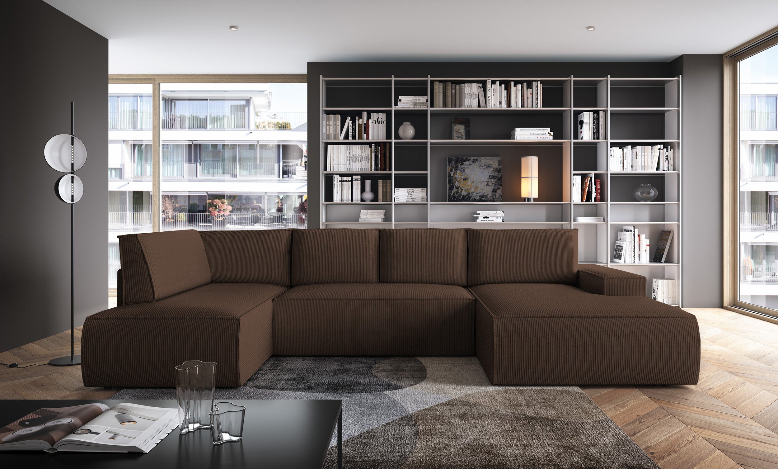 selsey-farese-new-ecksofa-u-form-mit-schlaffunktion-rechts-brauner-cord image 2