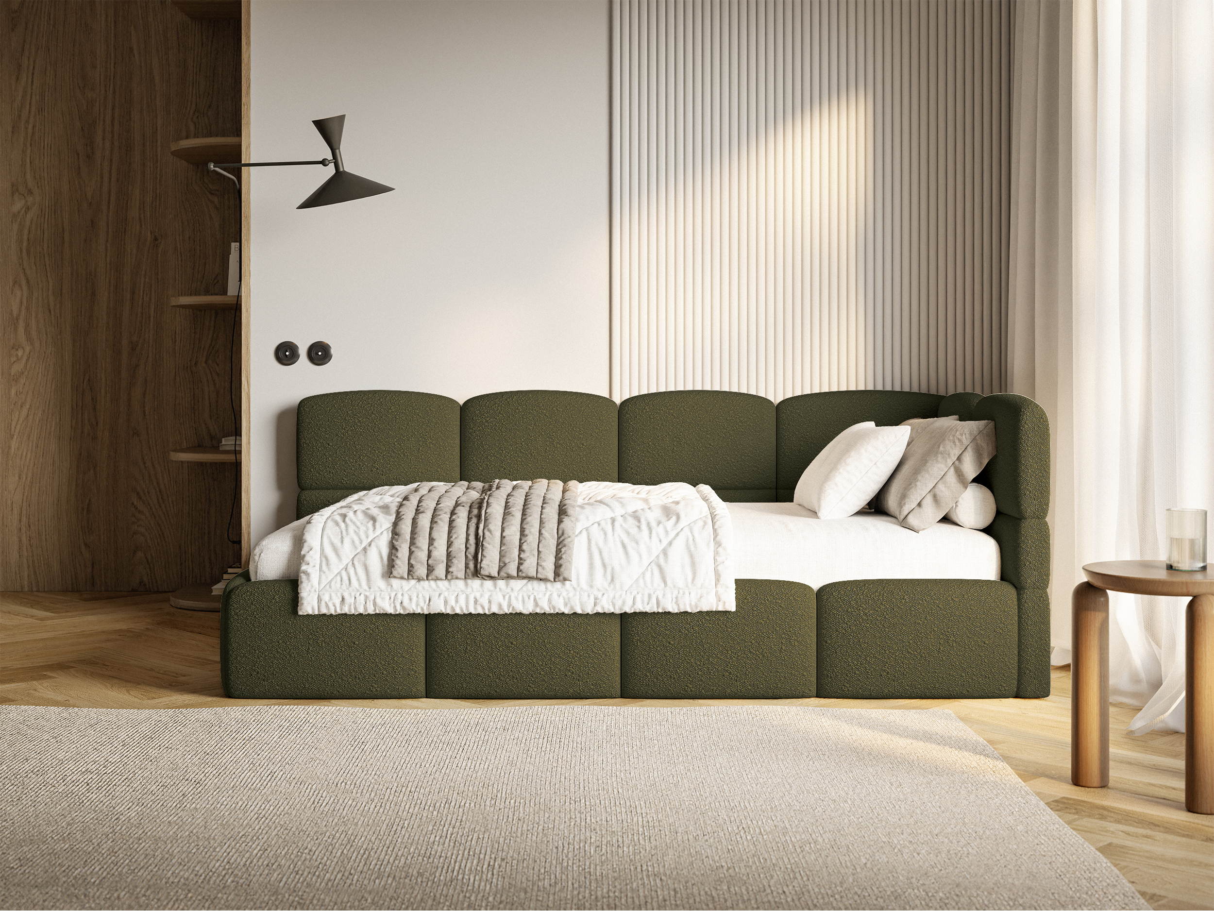 selsey-cloudy-jugendbett-90x200-cm-rechts-mit-stauraum-olivgr-n-boucl image 3