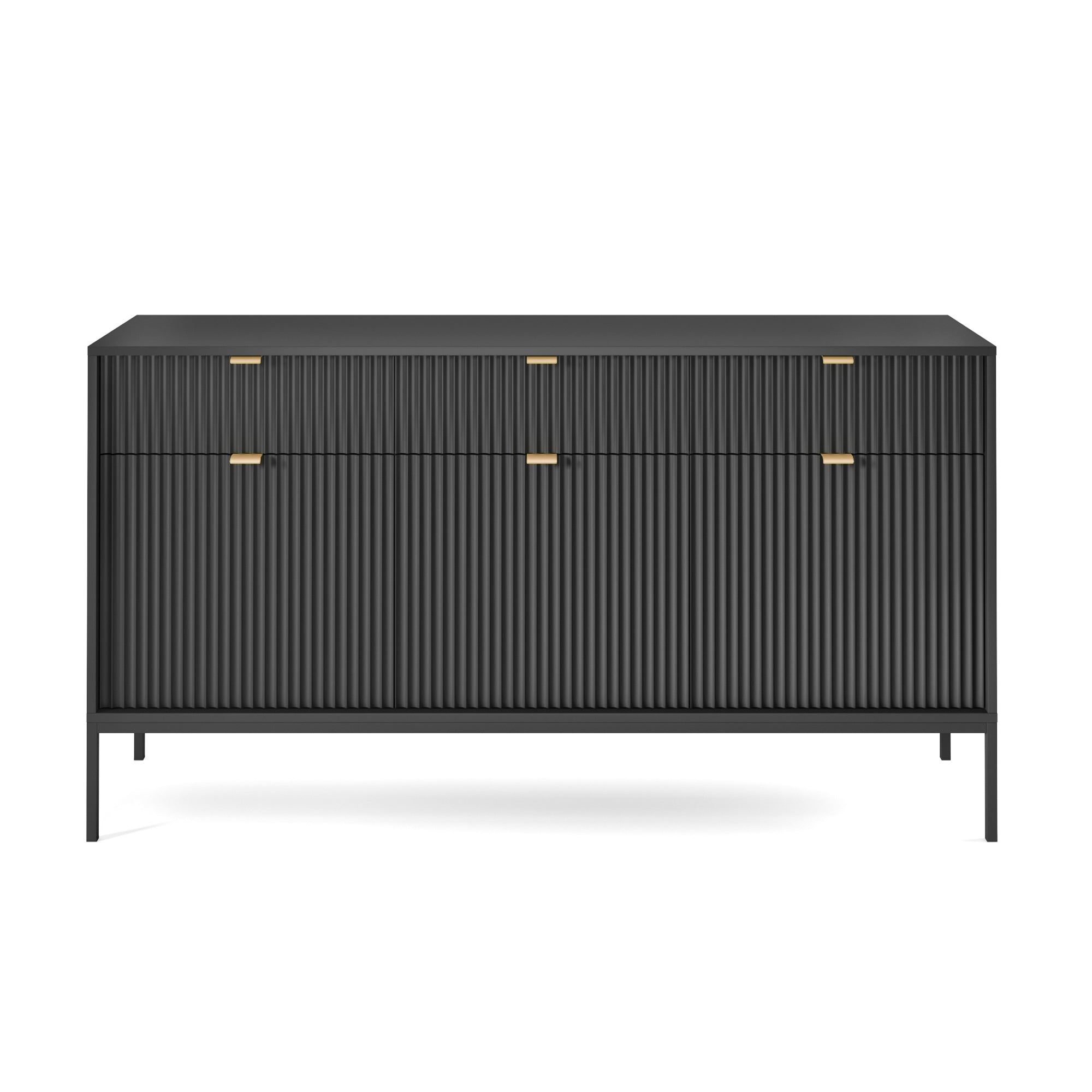 selsey-vellore-dreht-r-kommode-154-cm-schwarz-mit-rillenfronten-goldgriffe image 6