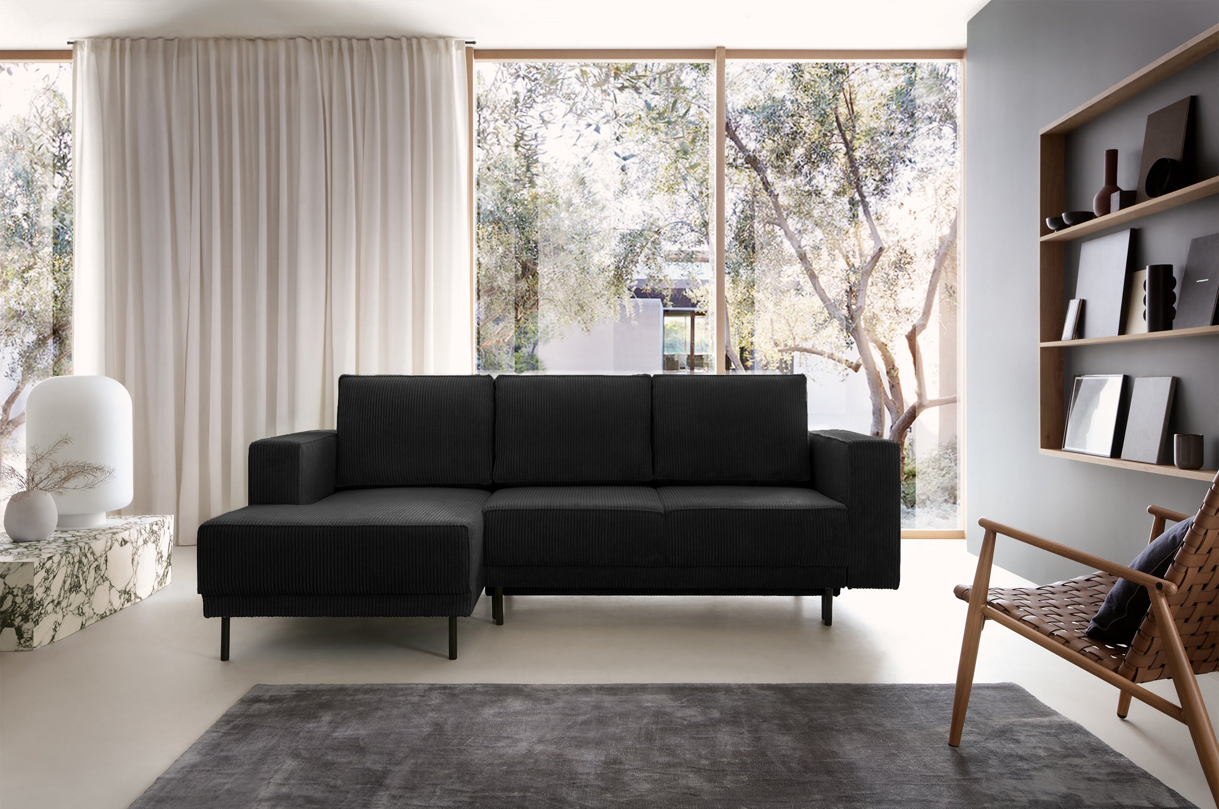 selsey-rodario-mini-ecksofa-l-f-rmig-links-mit-schlaffunktion-schwarz-cord image 3