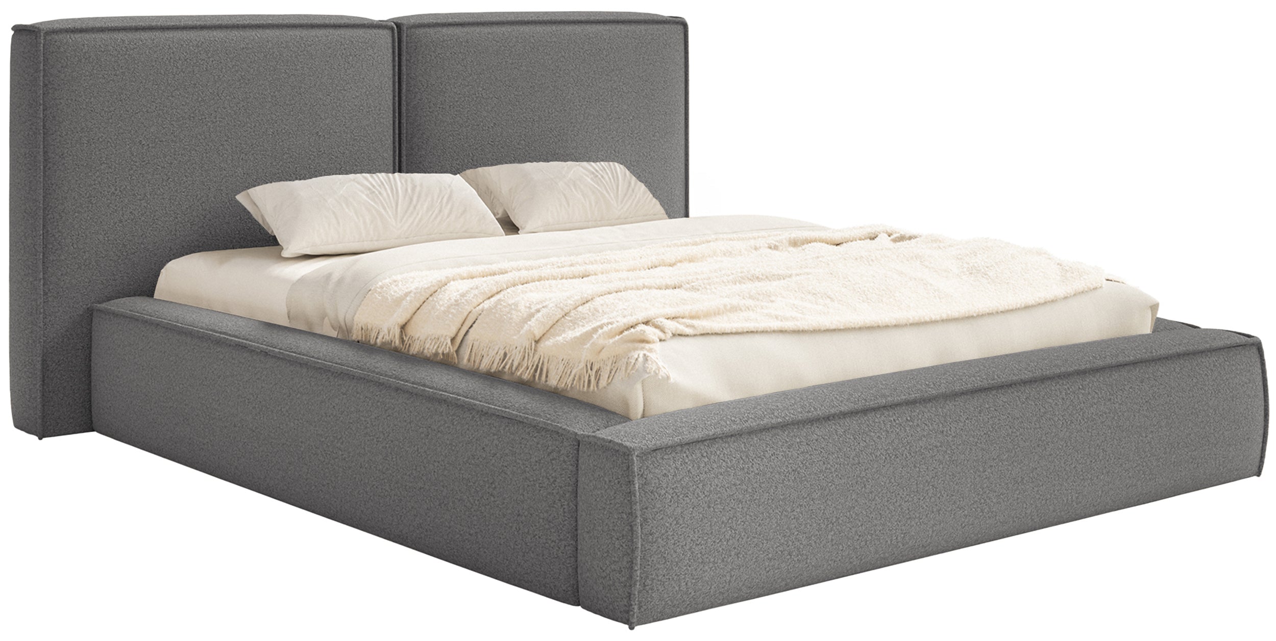 selsey-tilves-gepolstertes-bett-200x200-cm-mit-stauraum-dunkelgrau-boucl image 1