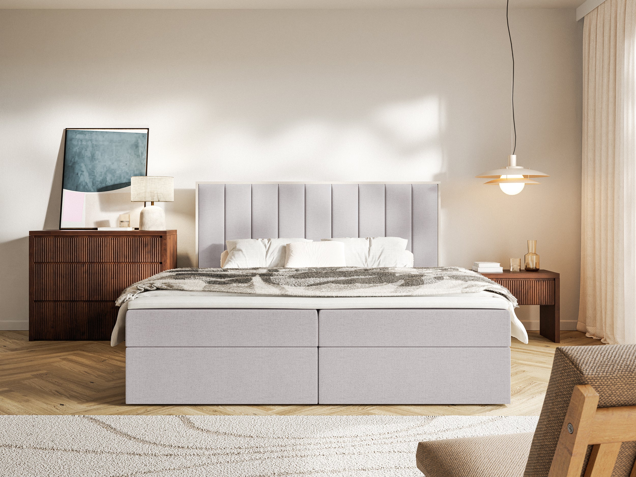 selsey-togents-kontinentalbett-140x200-cm-mit-stauraum-topper-grau-chenille image 3
