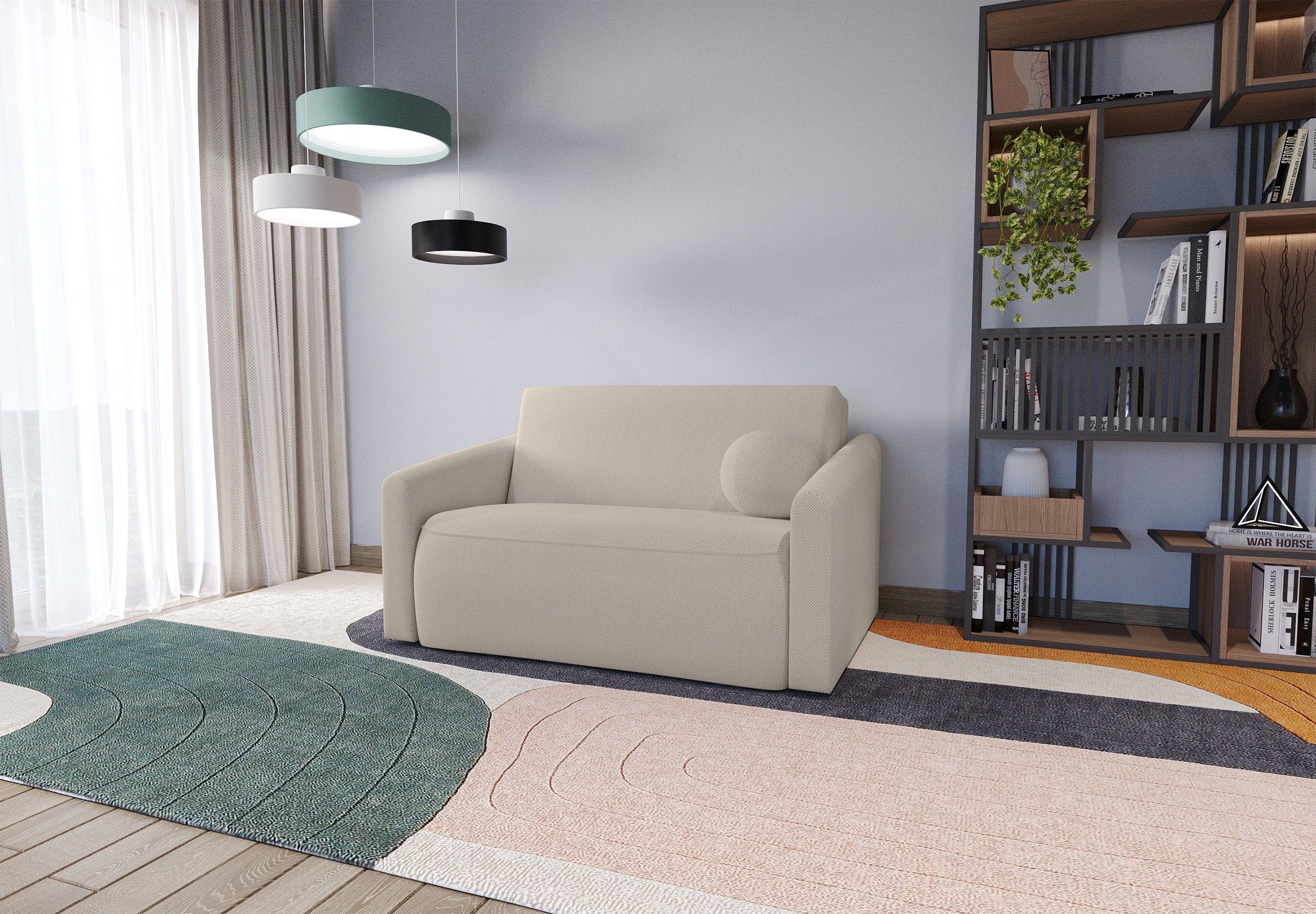 selsey-poppino-ausziehbares-zweiersofa-mit-stauraum-cremefarbener-chenille-stoff image 2
