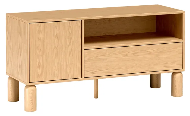 selsey-sanden-tv-schrank-120-cm-eiche-bookmatch-mit-schublade-und-nische image 1