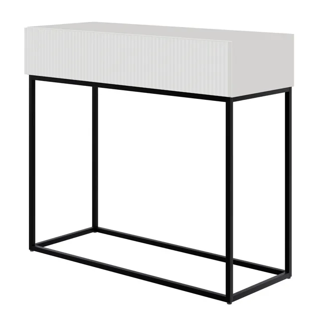selsey-veldio-konsole-90-cm-mit-gefr-ster-front-und-schublade-wei-schwarz image 1