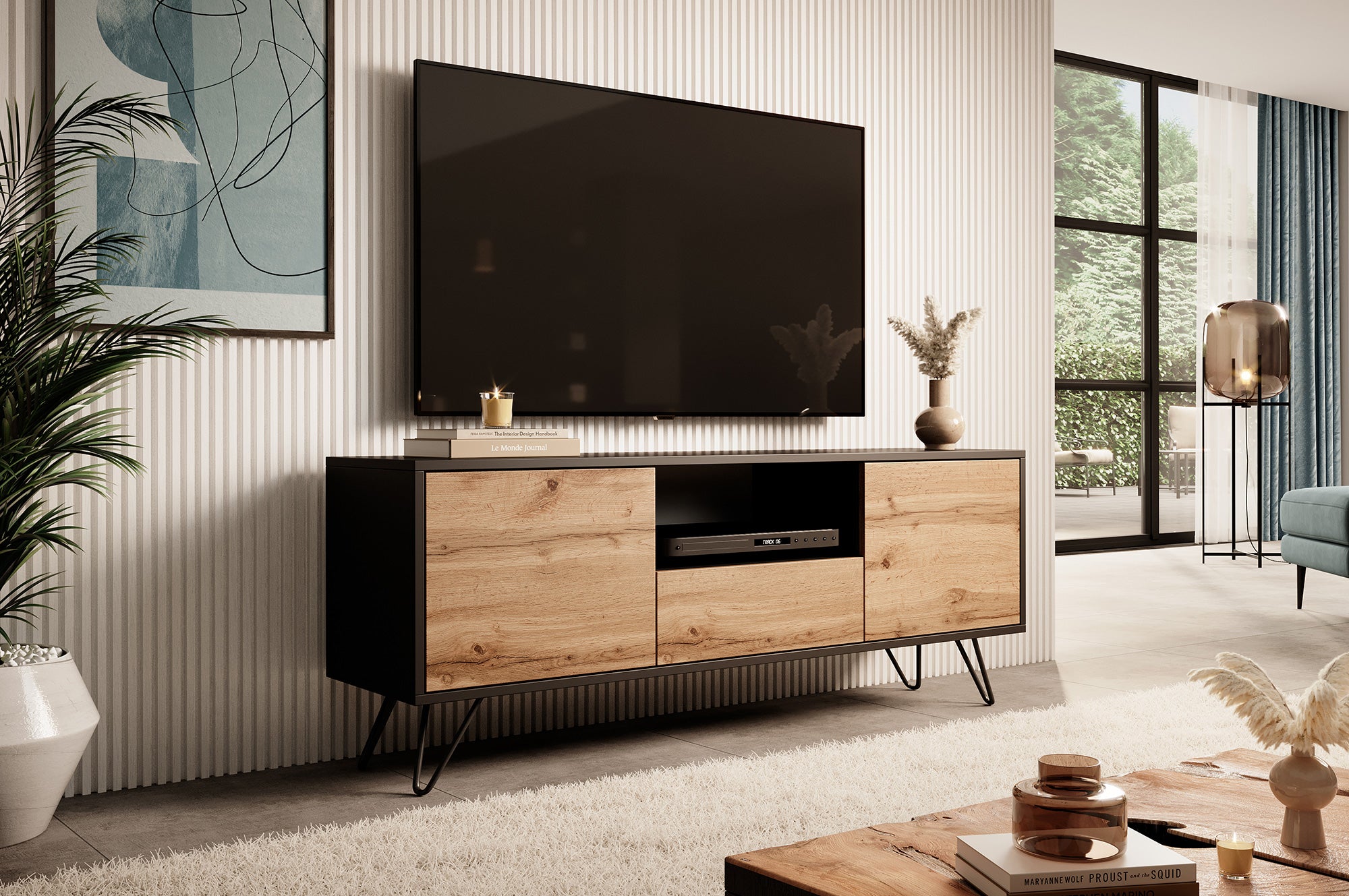 selsey-tv-schrank-ploystea-137-cm-schwarz-wotan-eiche image 2